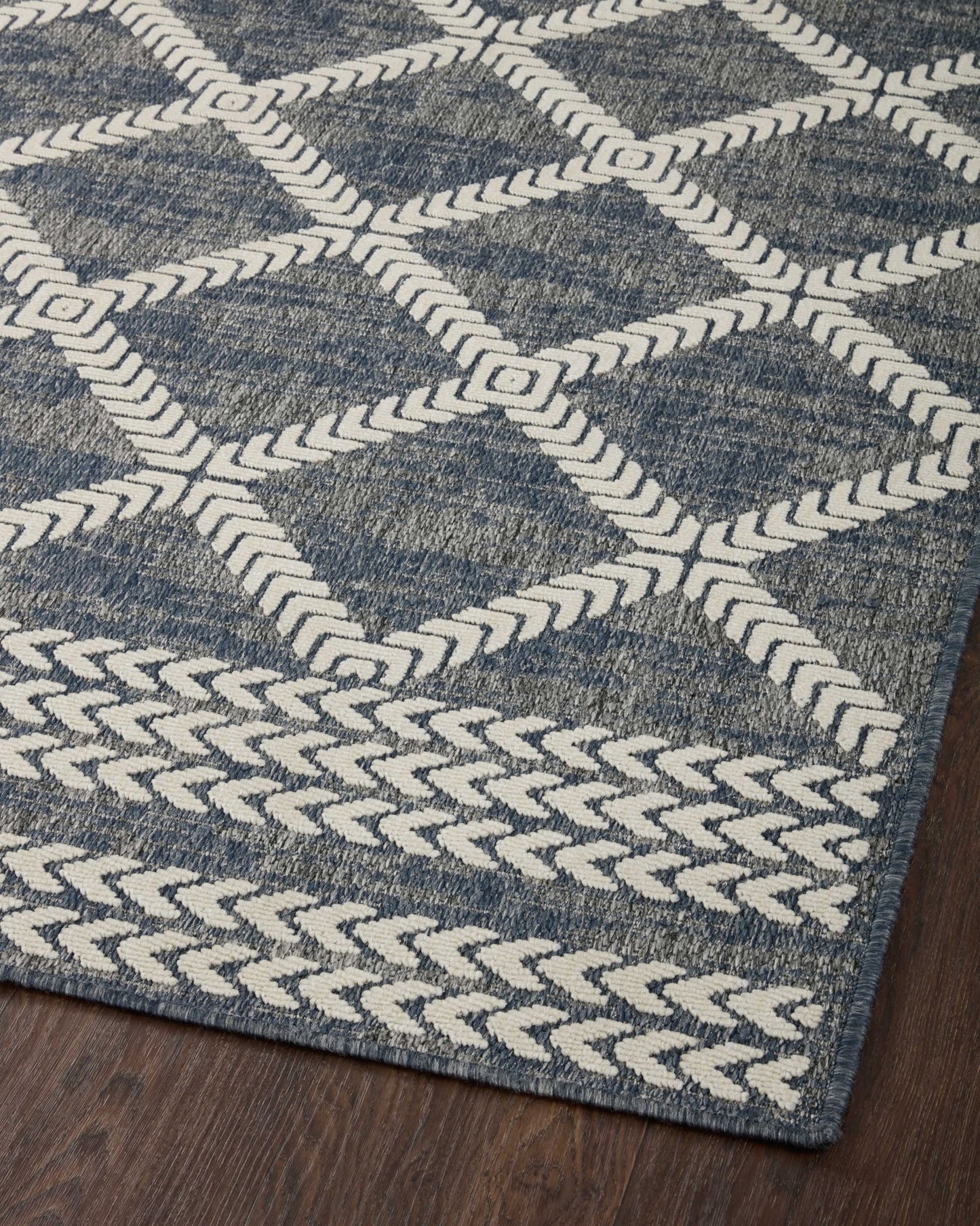 Loloi II Rainier RAI - 05 Denim Ivory Indoor/Outdoor Power Loomed Rug - Rugs - Loloi II - Atlanta Designer Rugs