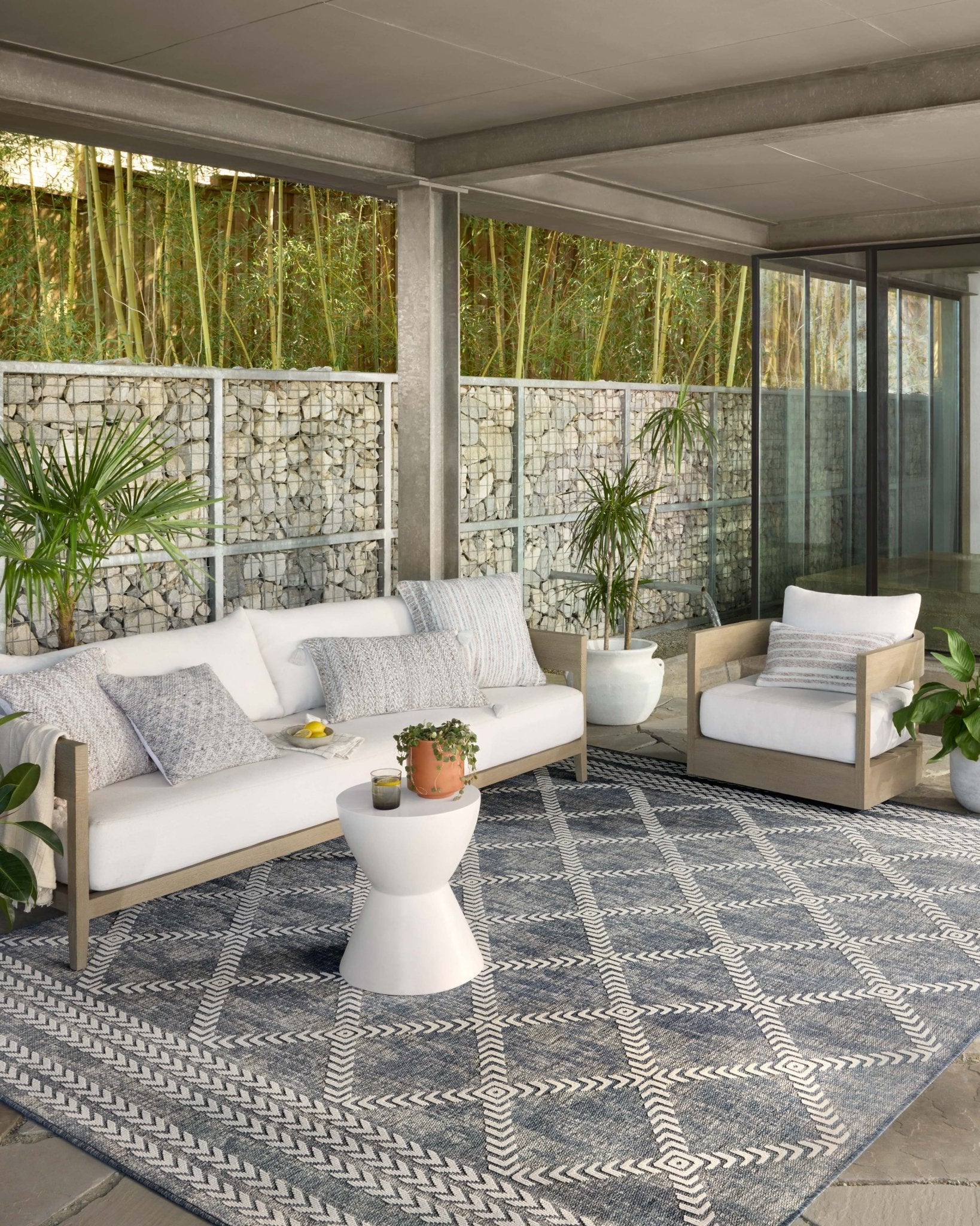 Loloi II Rainier RAI - 05 Denim Ivory Indoor/Outdoor Power Loomed Rug - Rugs - Loloi II - Atlanta Designer Rugs