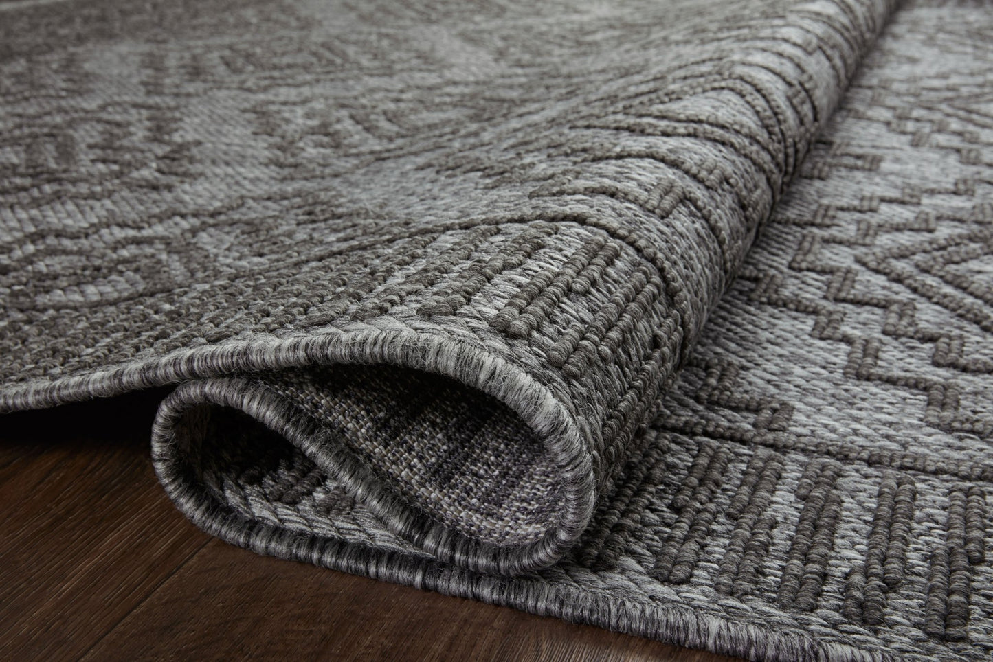 Loloi II Rainier RAI - 06 Grey Charcoal Indoor/Outdoor Power Loomed Rug - Rugs - Loloi II - Atlanta Designer Rugs