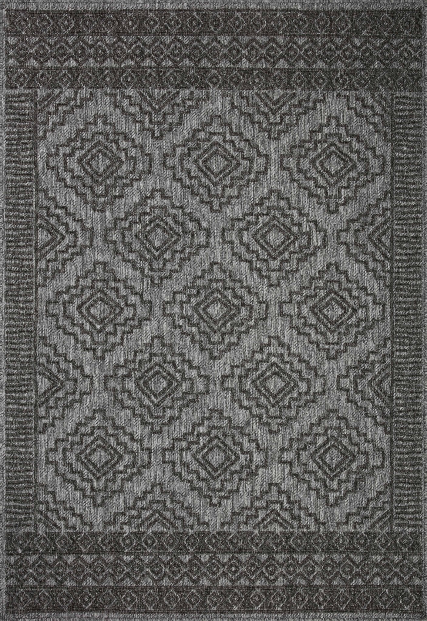 Loloi II Rainier RAI - 06 Grey Charcoal Indoor/Outdoor Power Loomed Rug - Rugs - Loloi II - Atlanta Designer Rugs