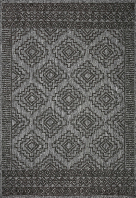 Loloi II Rainier RAI - 06 Grey Charcoal Indoor/Outdoor Power Loomed Rug - Rugs - Loloi II - Atlanta Designer Rugs