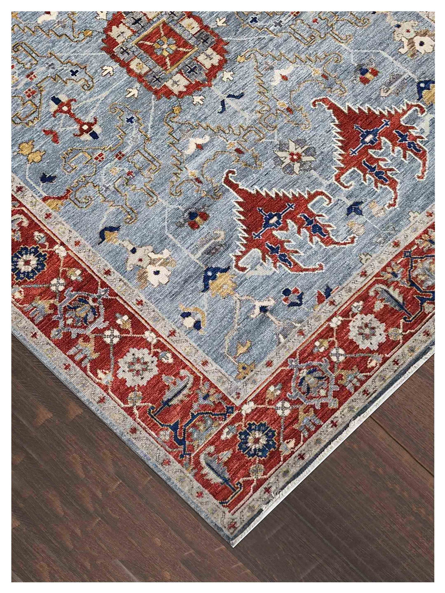 Artisan Amanda  Grey Red Traditional Knotted Rug