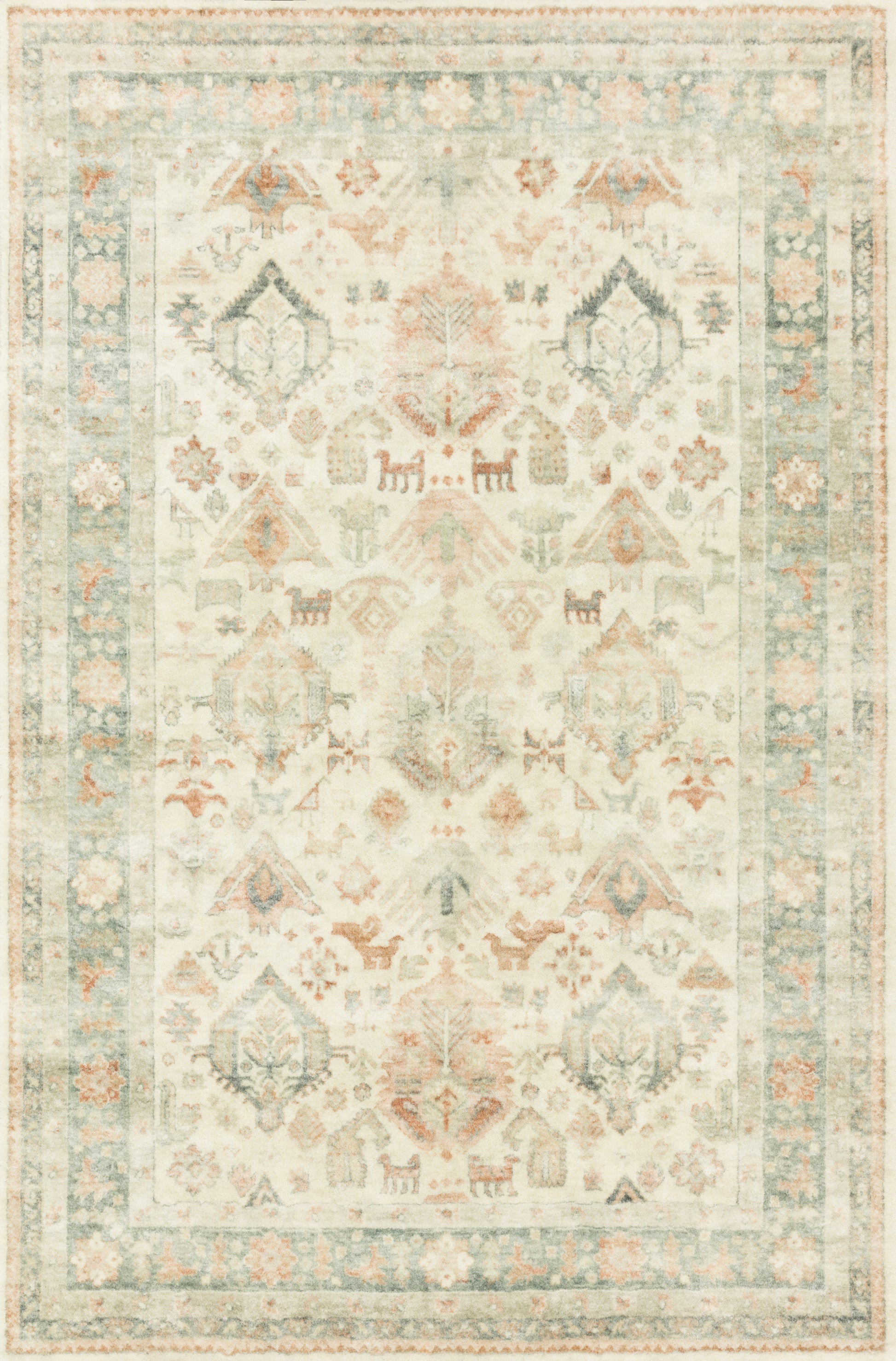 Loloi II Rosette ROS-01 Beige Multi Traditional Power Loomed Rug