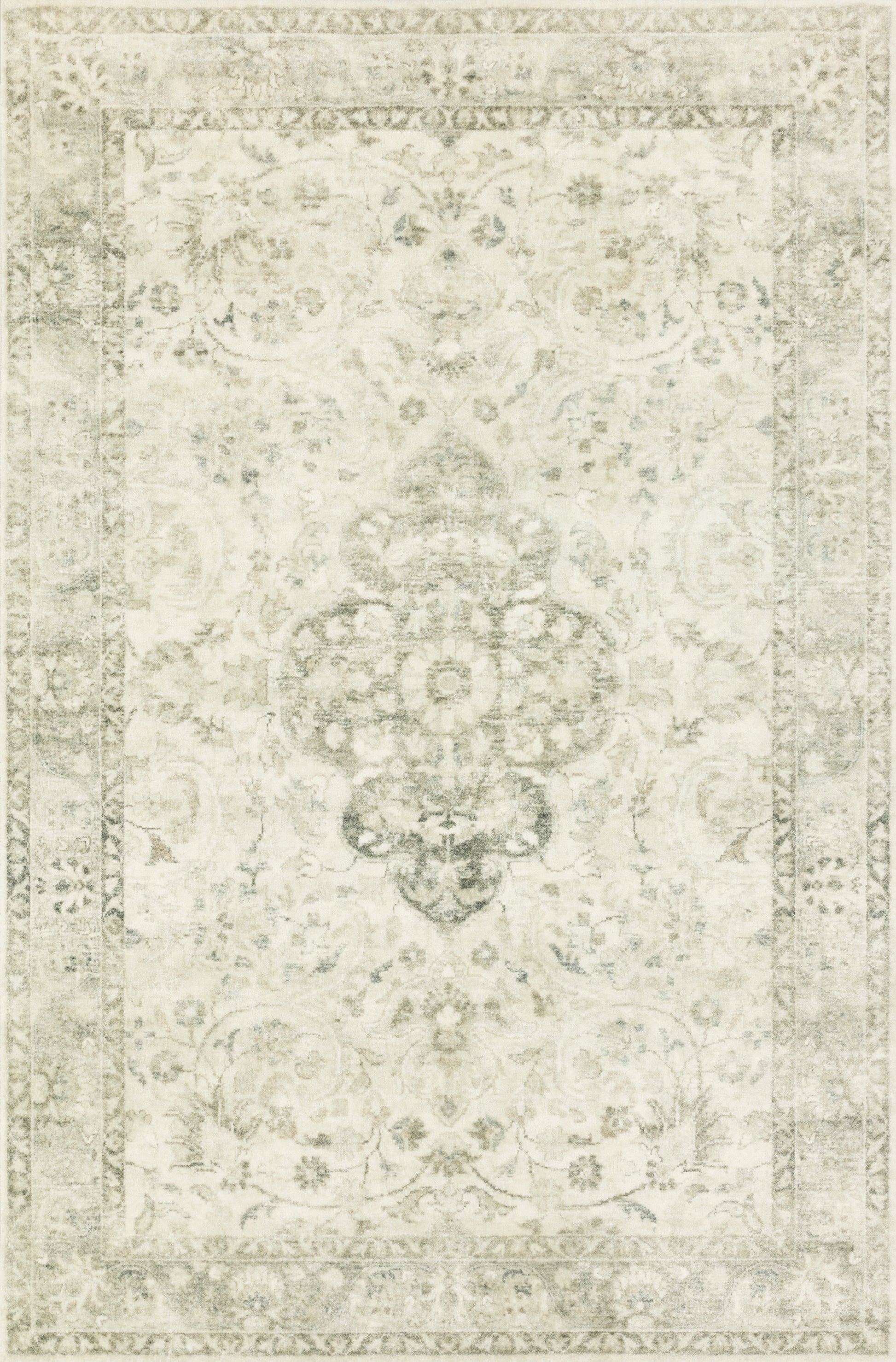 Loloi II Rosette ROS-02 Ivory Silver Traditional Power Loomed Rug