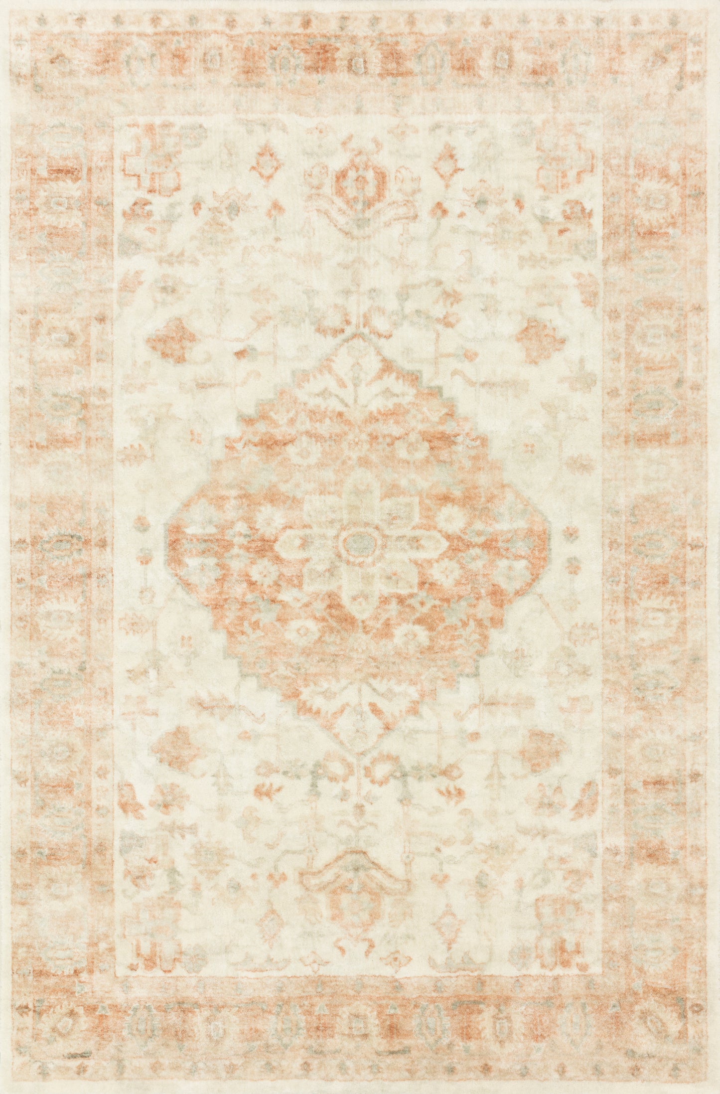 Loloi II Rosette ROS-03 Ivory Terracotta Traditional Power Loomed Rug