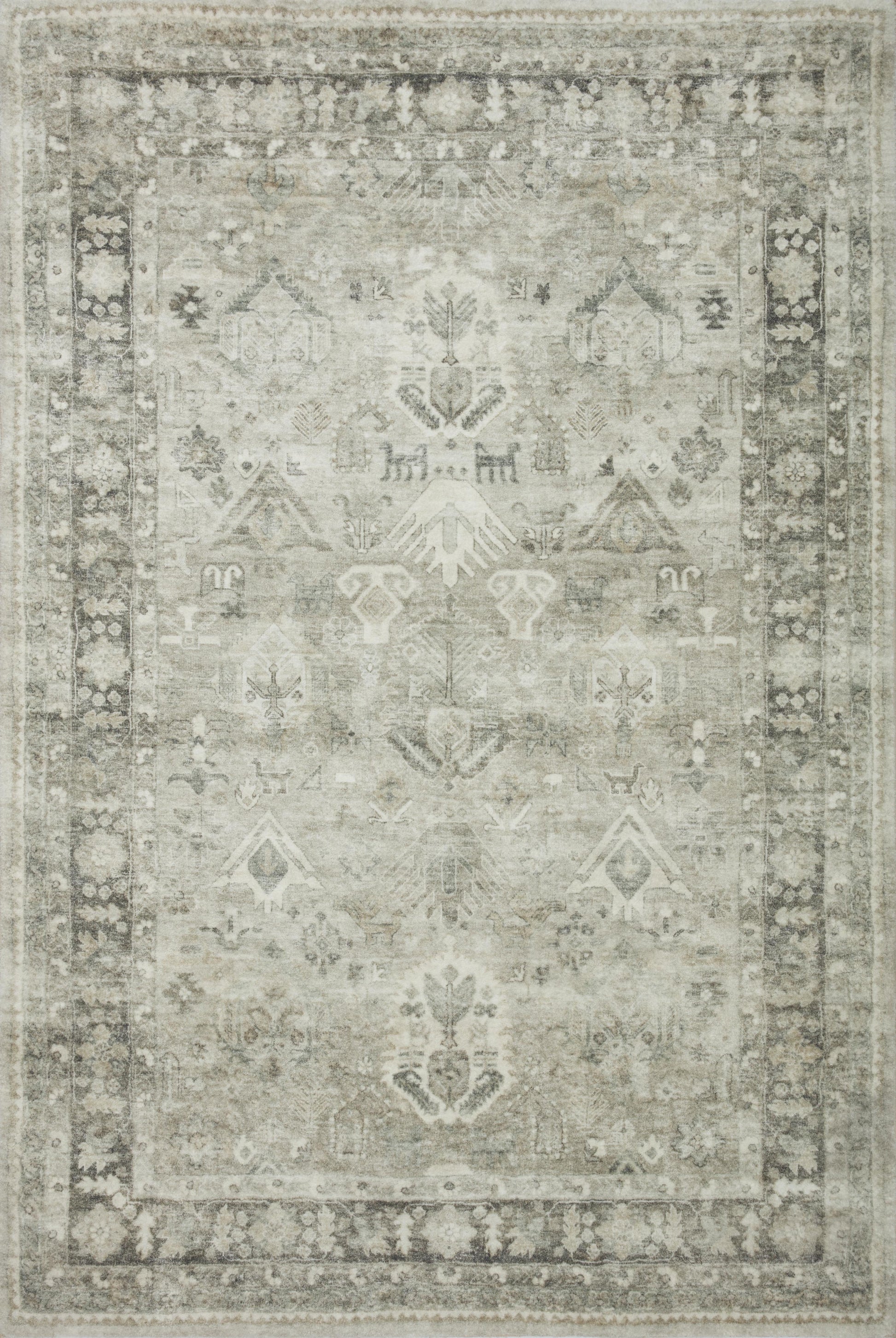 Loloi II Rosette ROS-04 Steel Graphite Traditional Power Loomed Rug