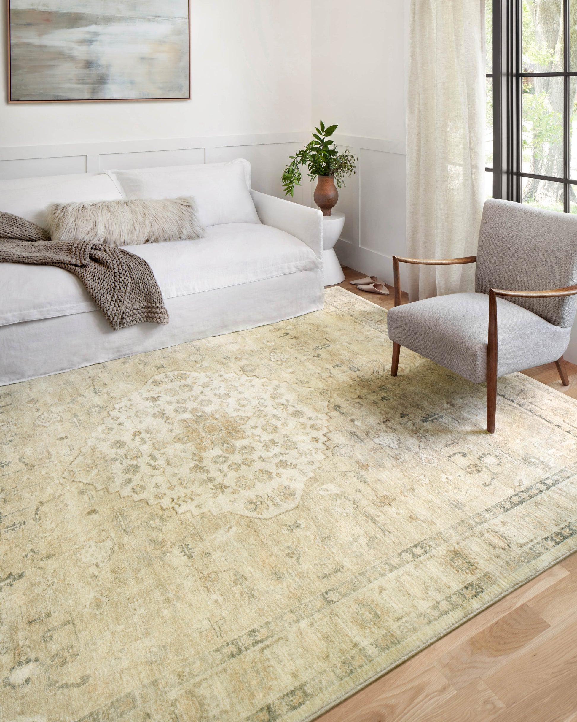 Loloi II Rosette ROS-05 Sand Ivory Traditional Power Loomed Rug