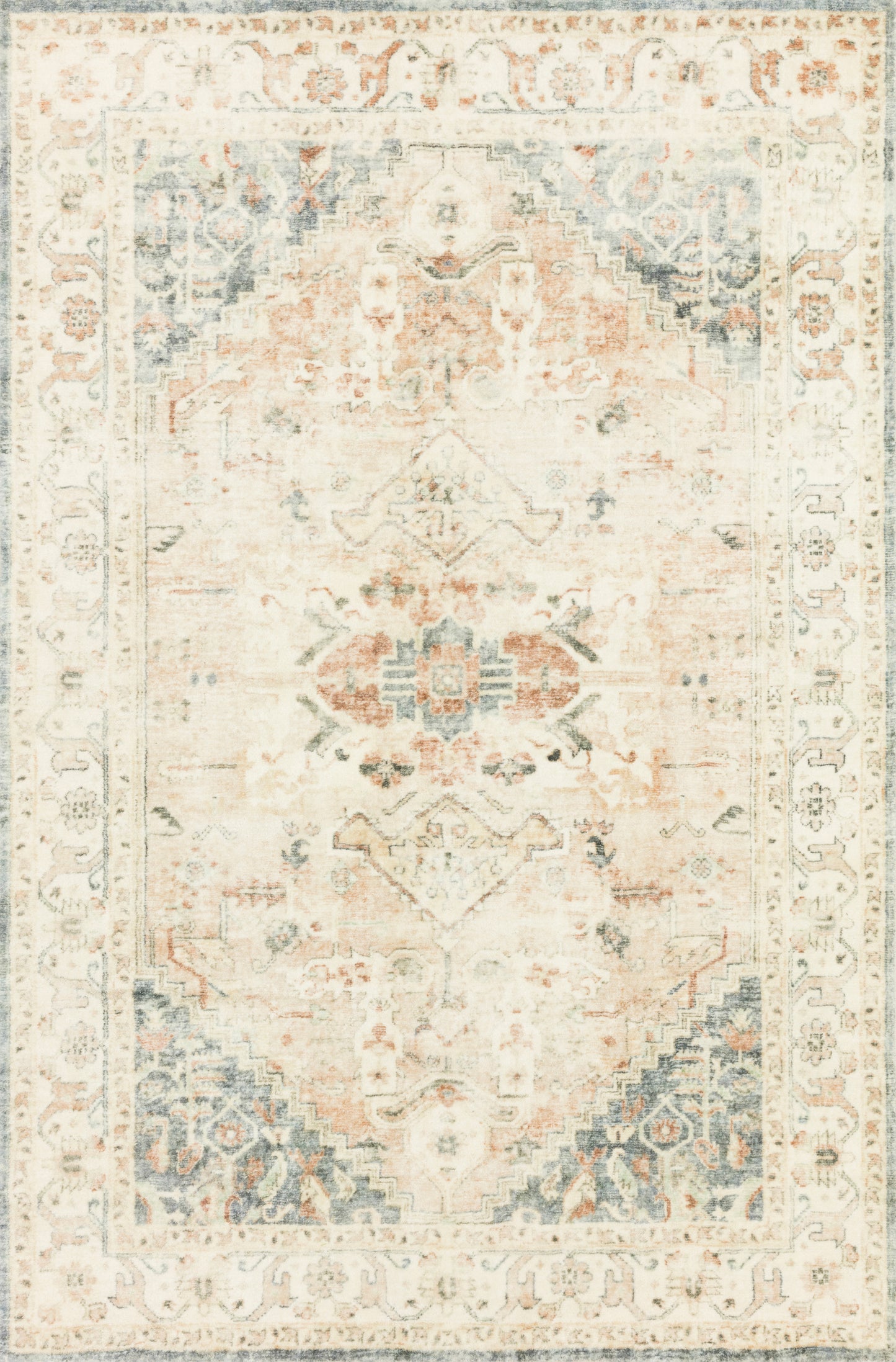 Loloi II Rosette ROS-06 Clay Ivory Traditional Power Loomed Rug