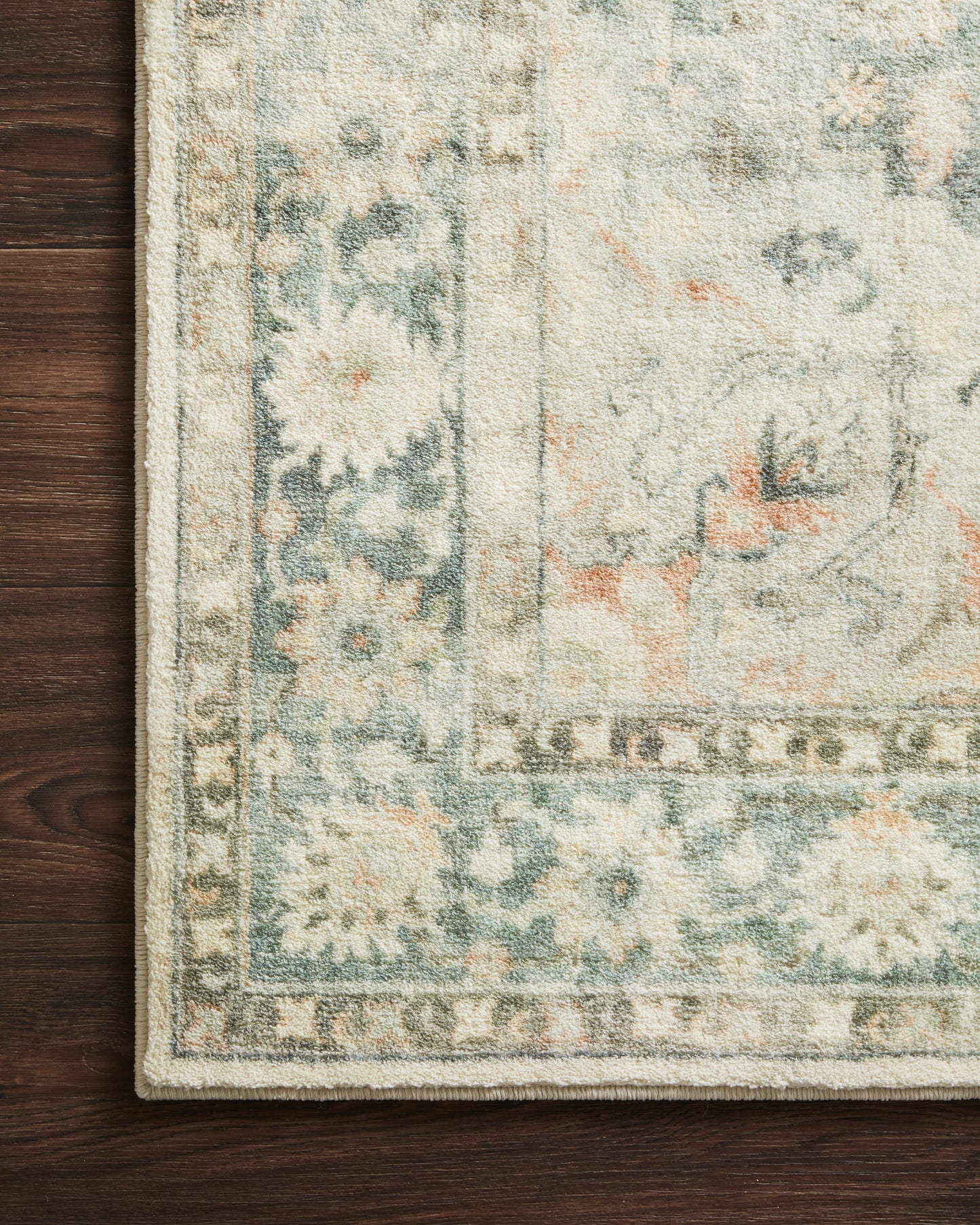 Loloi II Rosette ROS-08 Teal Ivory Traditional Power Loomed Rug