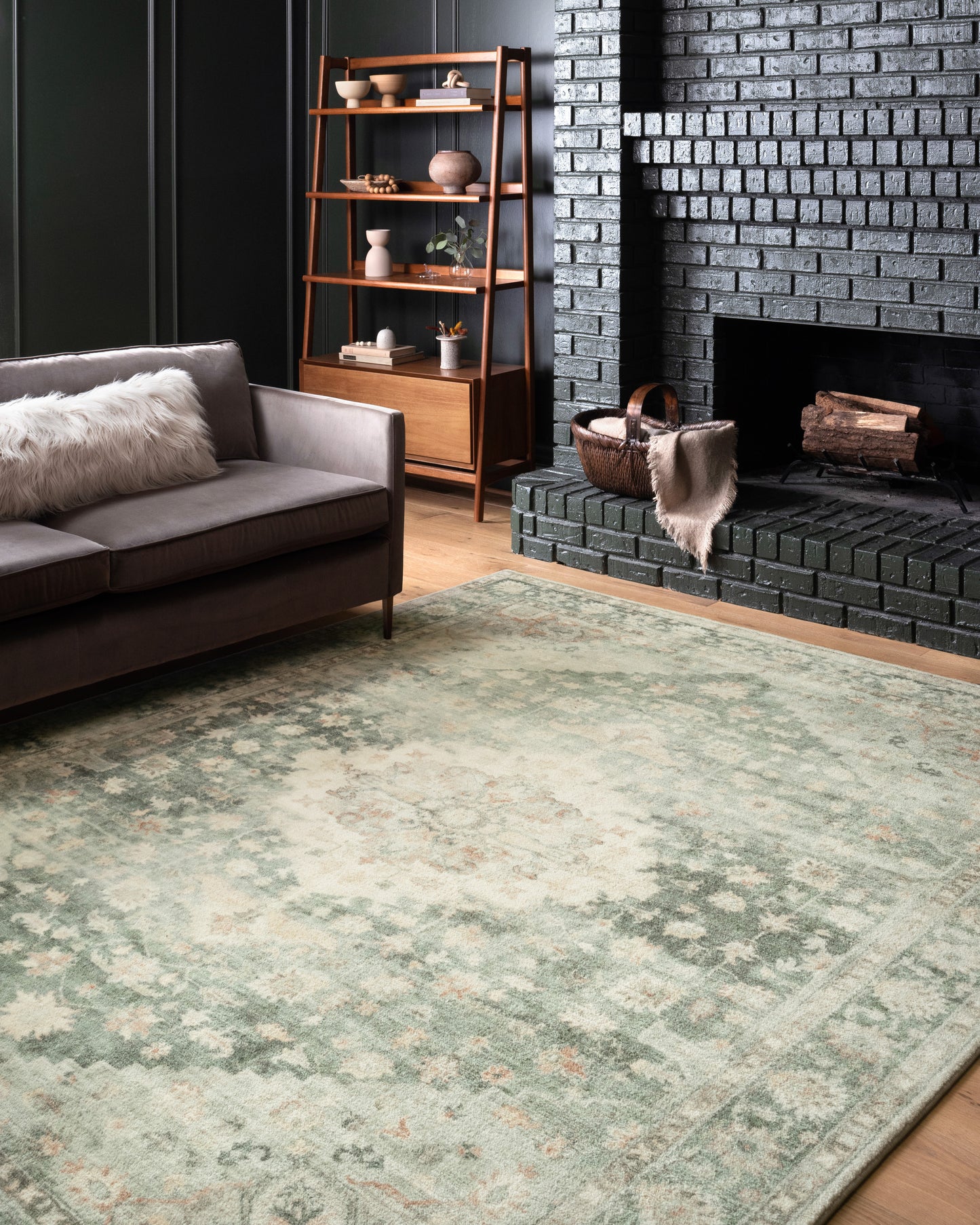 Loloi II Rosette ROS-08 Teal Ivory Traditional Power Loomed Rug