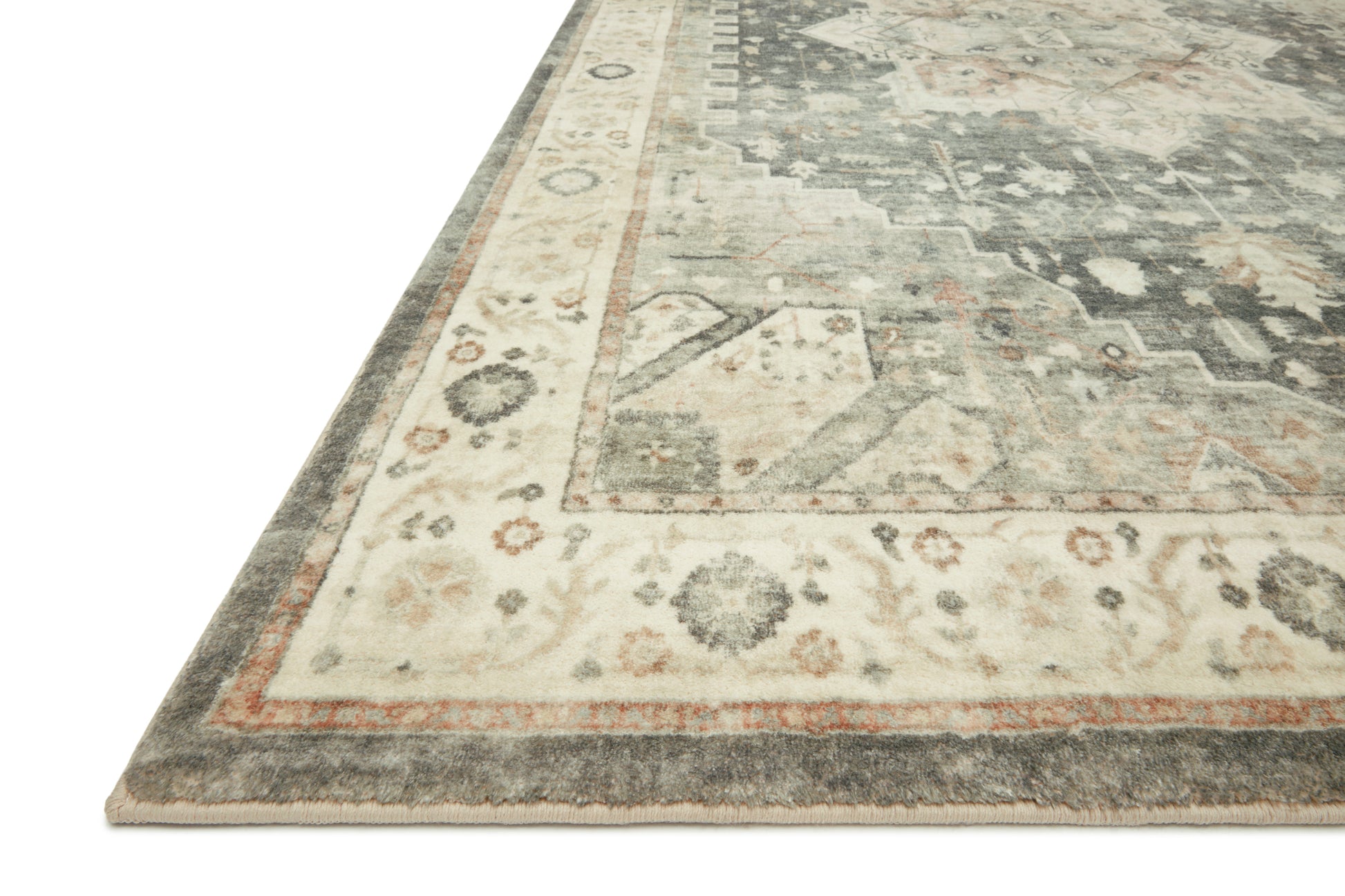 Loloi II Rosette ROS-09 Slate Ivory Traditional Power Loomed Rug