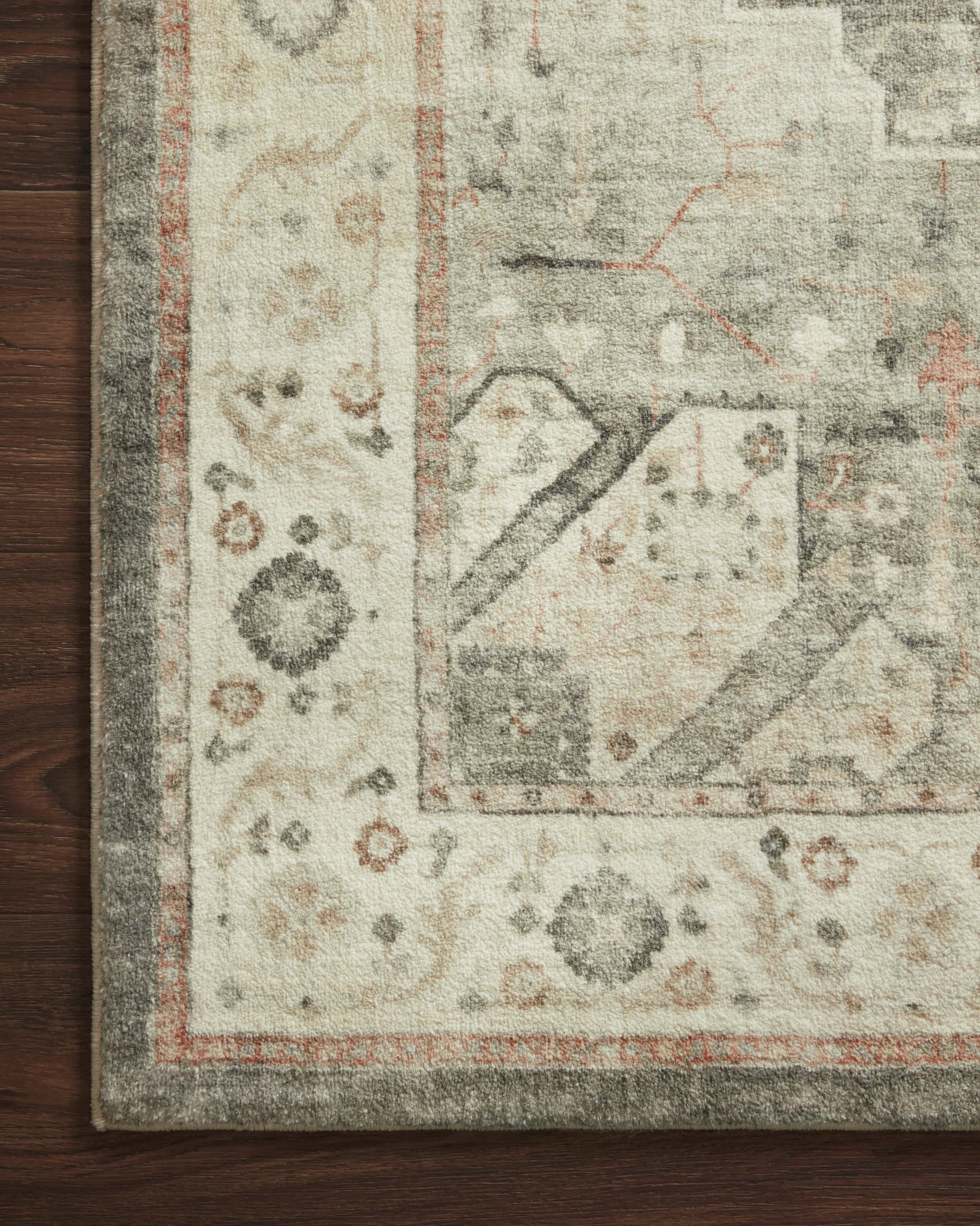 Loloi II Rosette ROS-09 Slate Ivory Traditional Power Loomed Rug