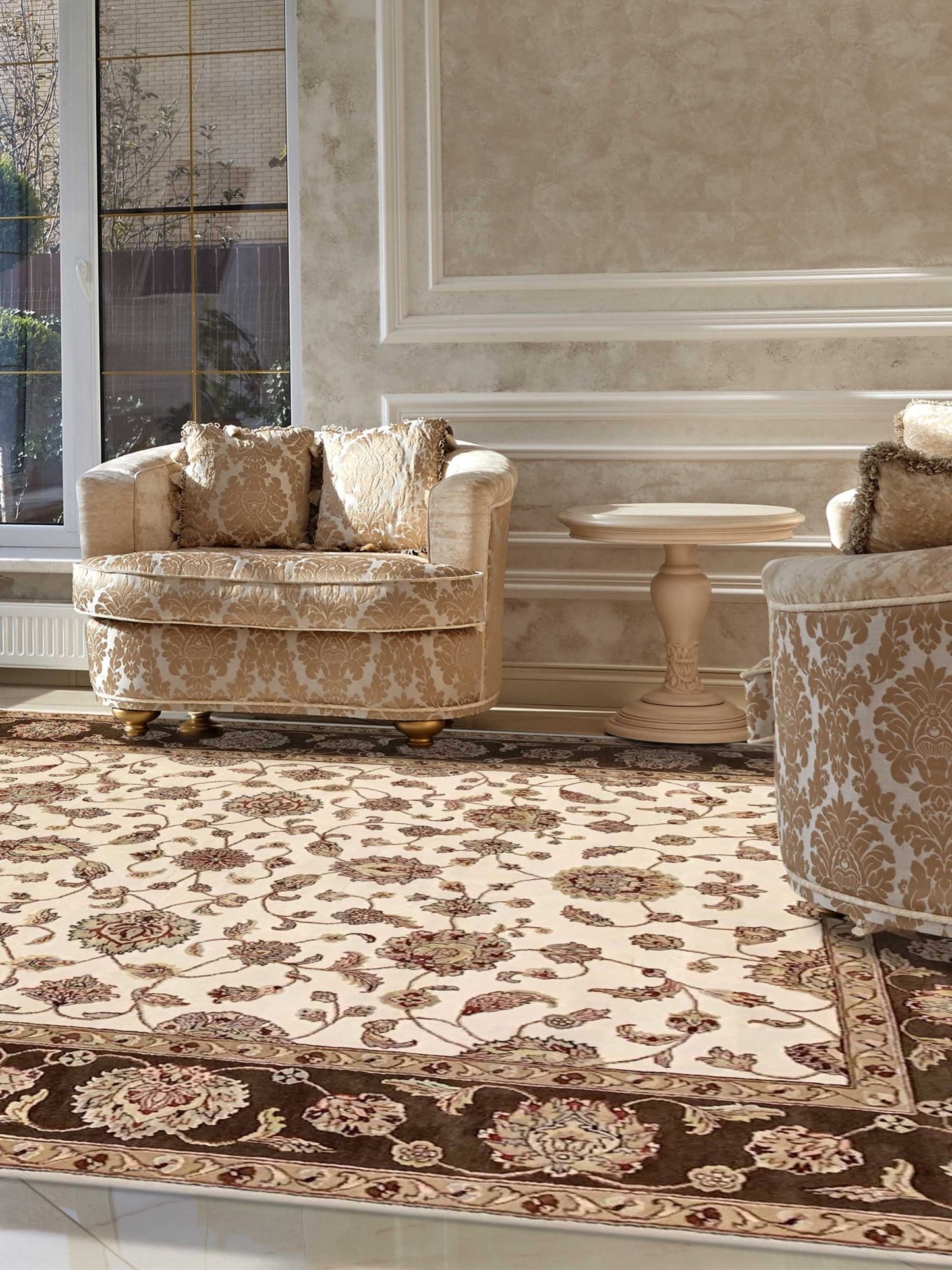 Artisan Winona Ivory Brown Traditional Knotted Rug - Rugs - Artisan - Atlanta Designer Rugs