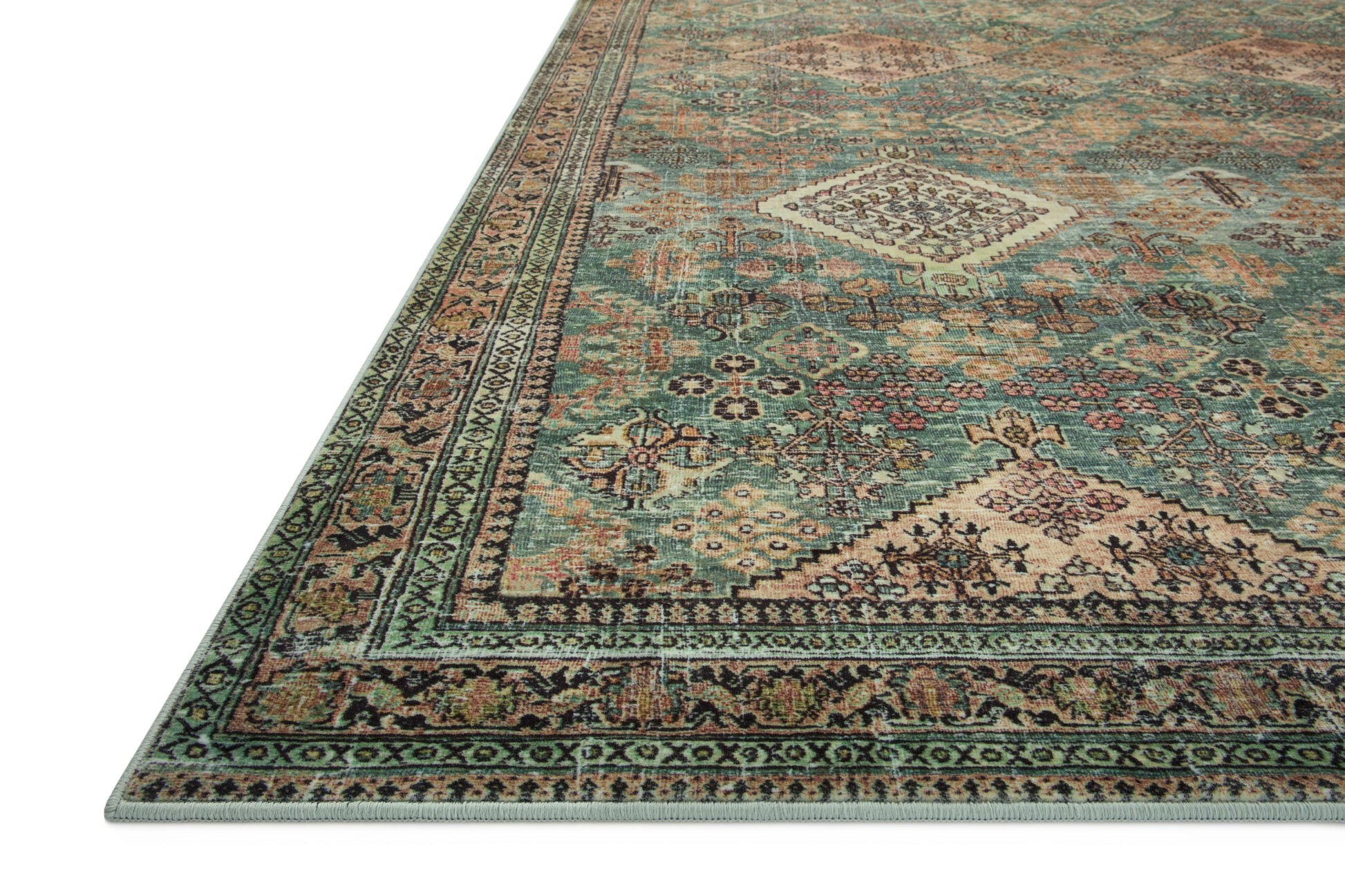 Magnolia Home Sinclair SIN-03 Turquoise Multi Machine Washable Power Loomed Rug