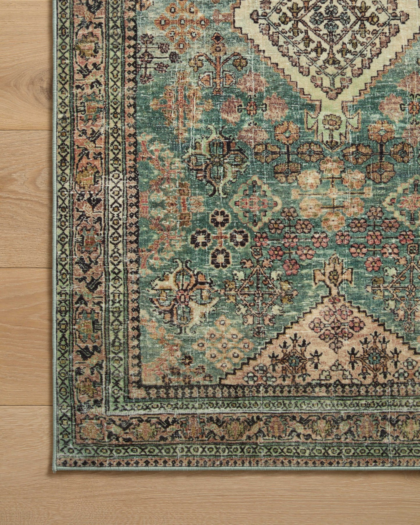 Magnolia Home Sinclair SIN-03 Turquoise Multi Machine Washable Power Loomed Rug