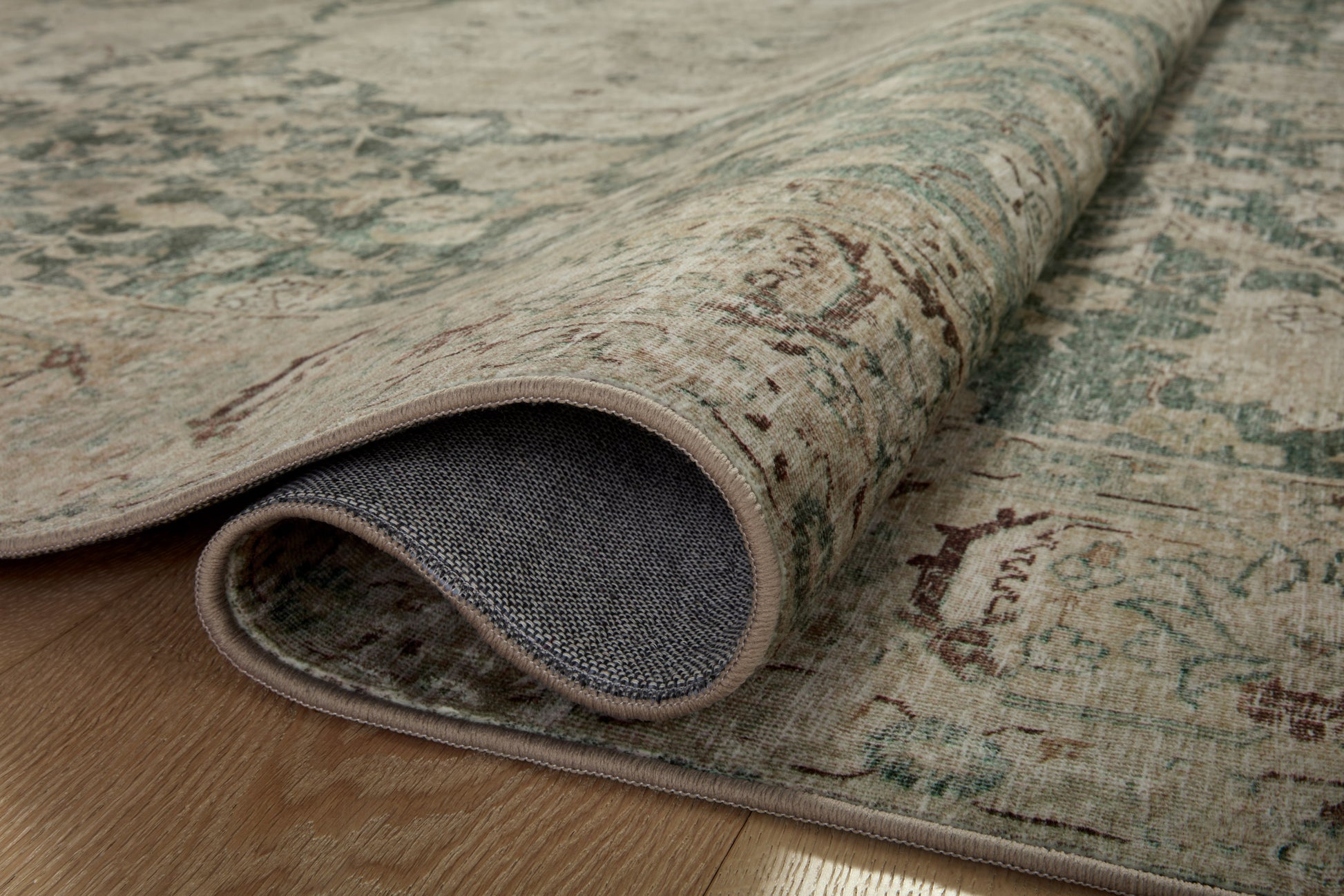 Magnolia Home Sinclair SIN-05 Jade Sand Machine Washable Power Loomed Rug