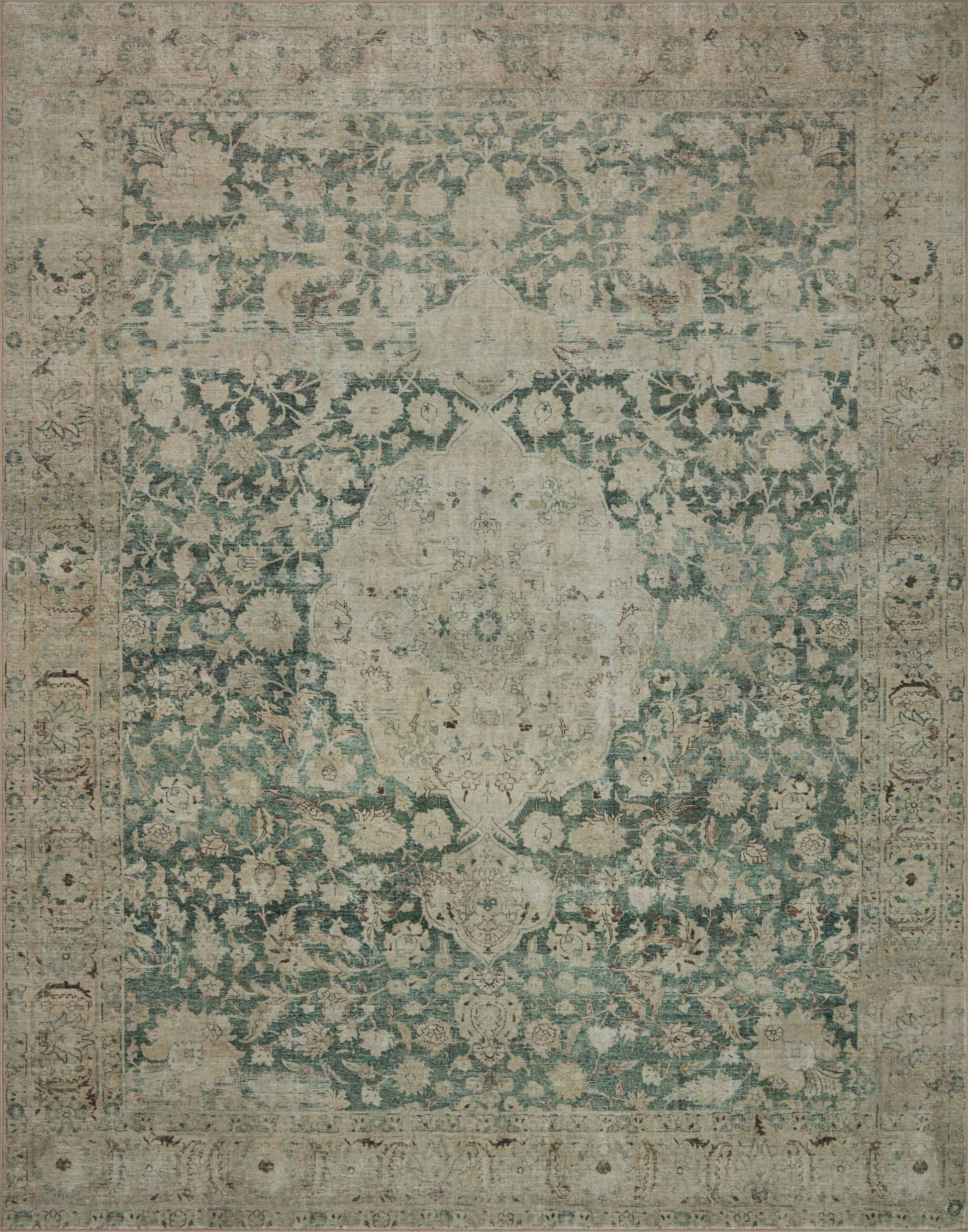 Magnolia Home Sinclair SIN-05 Jade Sand Machine Washable Power Loomed Rug