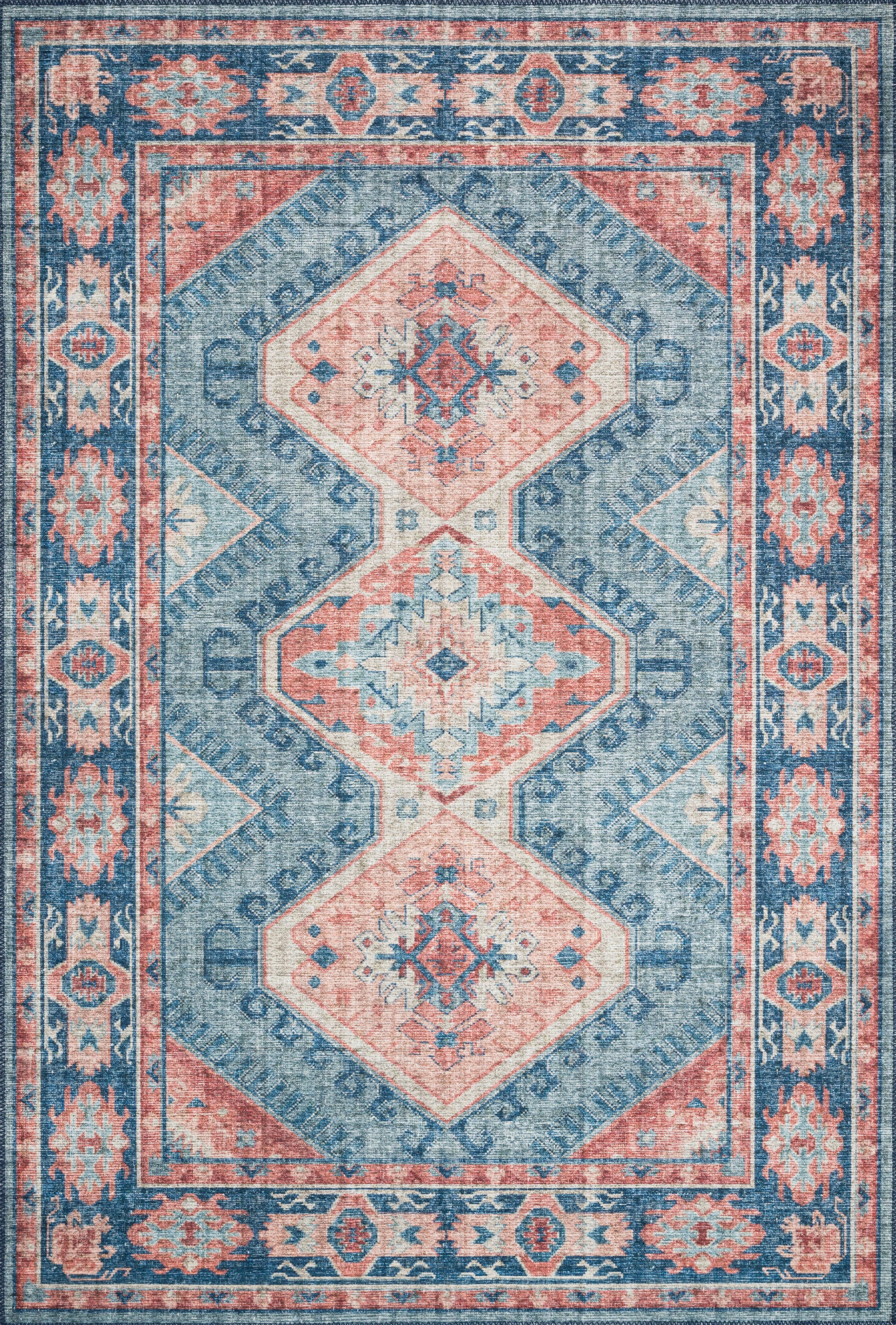 Loloi II Skye SKY-03 Turquoise Terracotta Traditional Power Loomed Rug