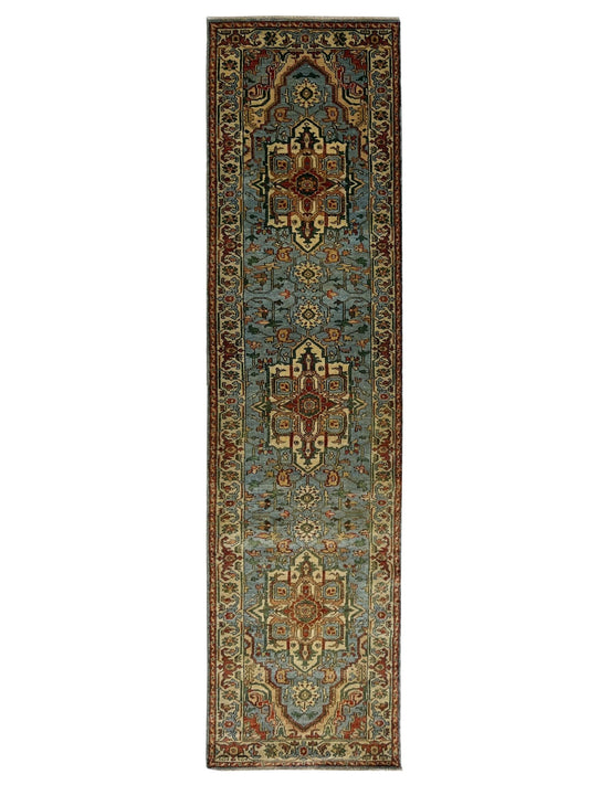 Artisan Sarapi Lt.Blue Ivory Traditional Knotted Rug - Rugs - Artisan - Atlanta Designer Rugs