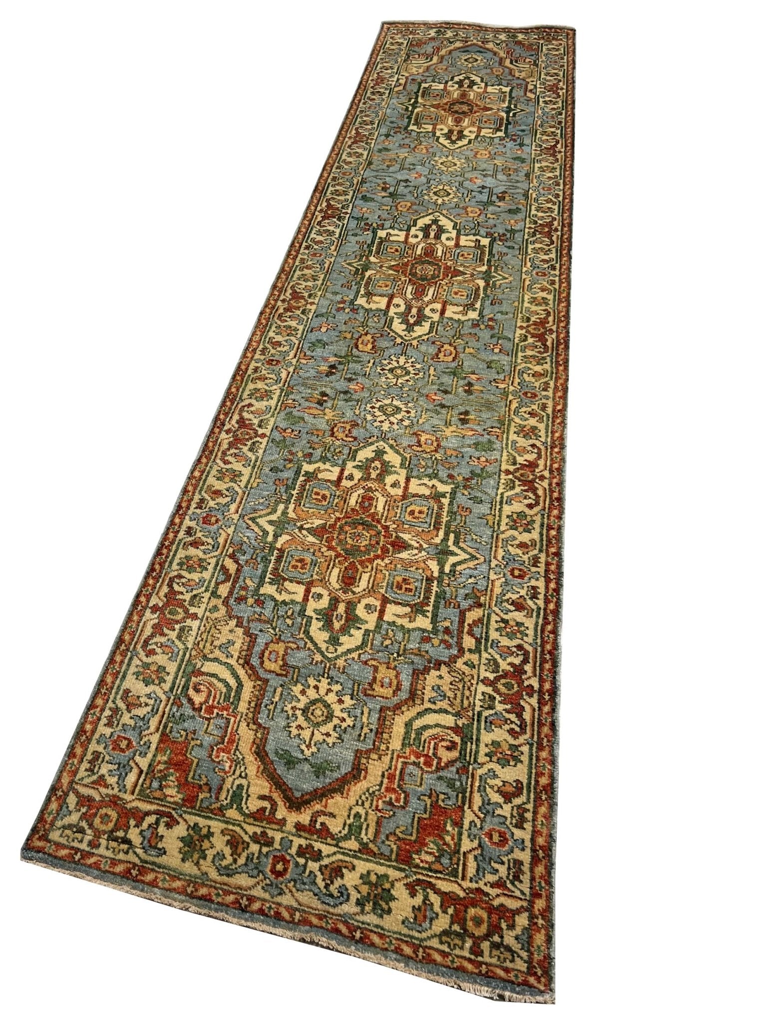 Artisan Sarapi Lt.Blue Ivory Traditional Knotted Rug - Rugs - Artisan - Atlanta Designer Rugs