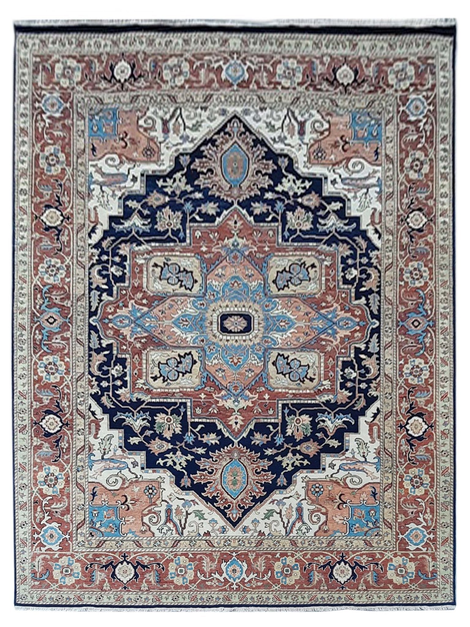 Artisan Sarapi Navy Rust Traditional Knotted Rug - Rugs - Artisan - Atlanta Designer Rugs