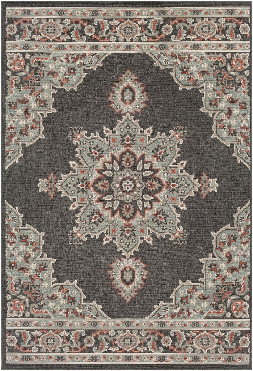 Surya Alfresco ALF-9671 Black  Traditional Machinemade Rug