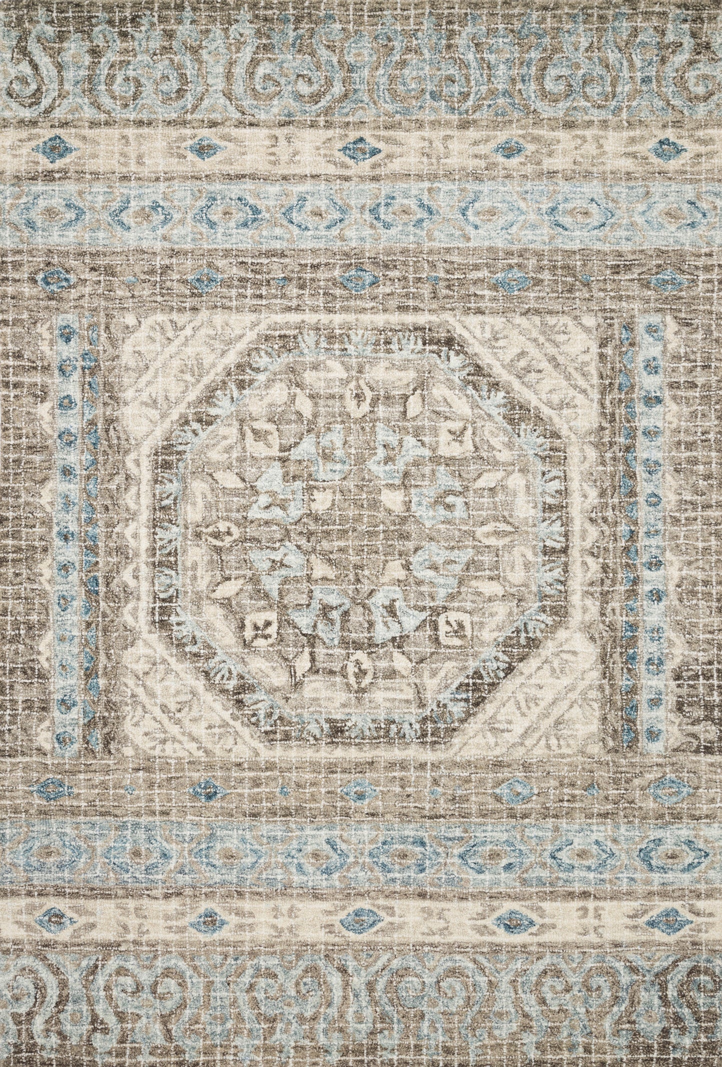 Loloi TATUM TW-02 Stone Blue Transitional Hooked Rug