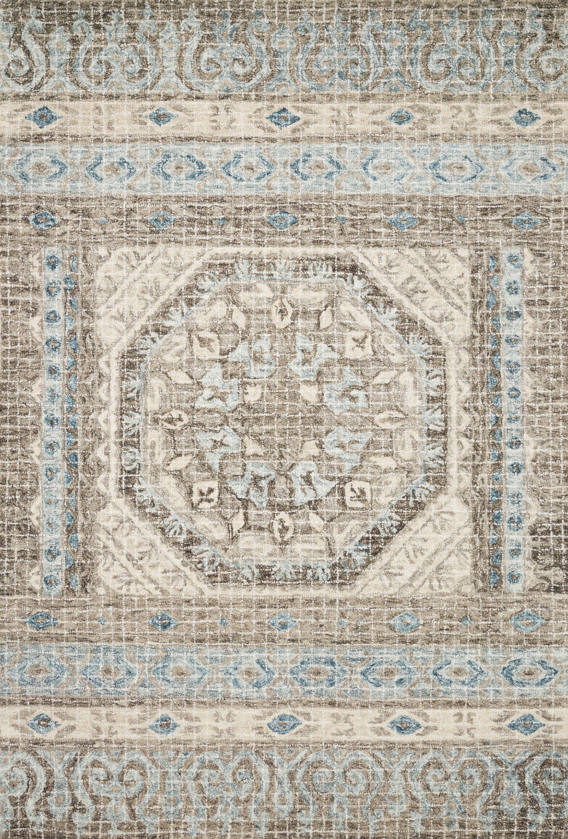 Loloi TATUM TW-02 Stone Blue Transitional Hooked Rug