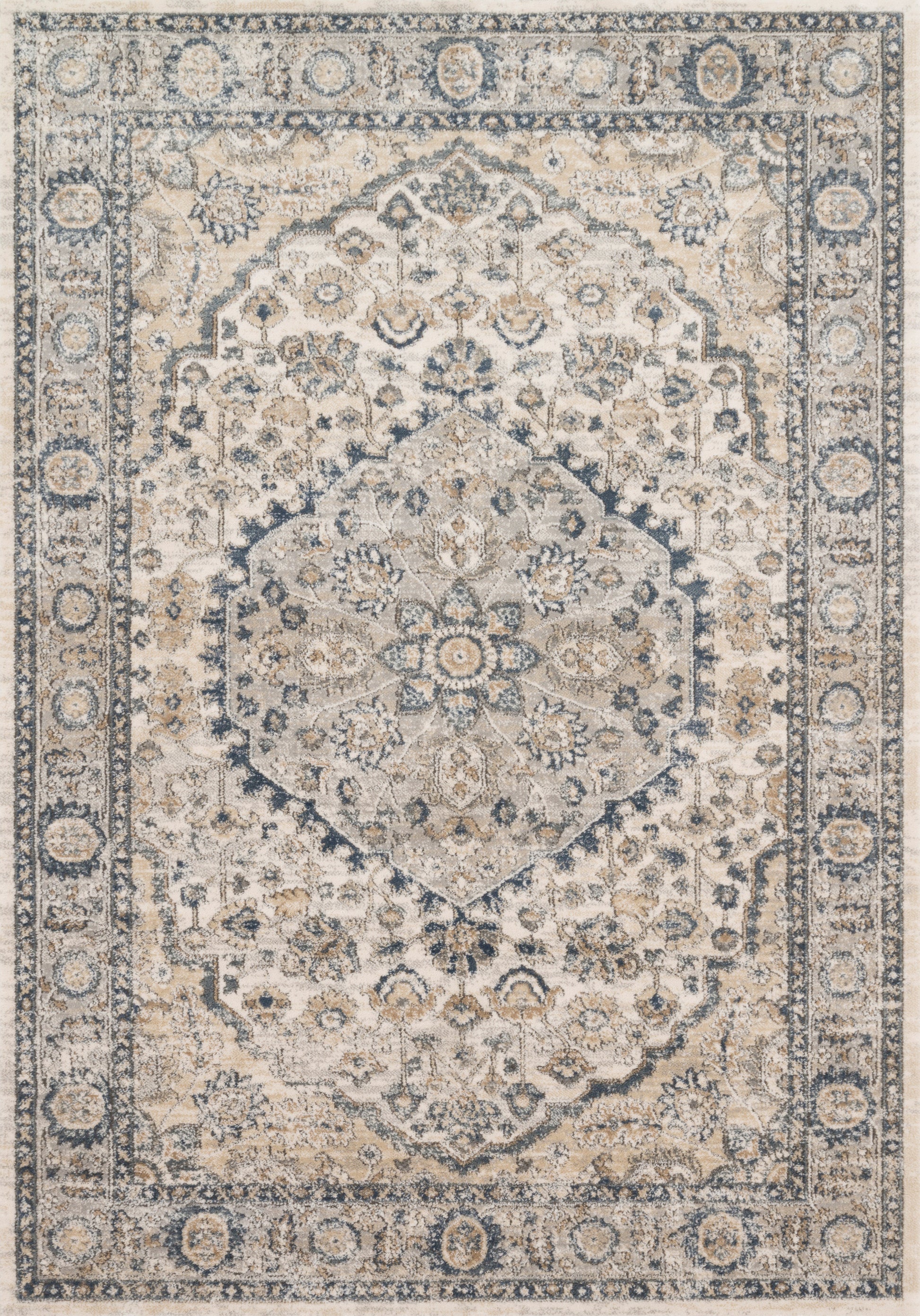 Loloi II Teagan TEA-01 Natural Lt. Grey Traditional Power Loomed Rug