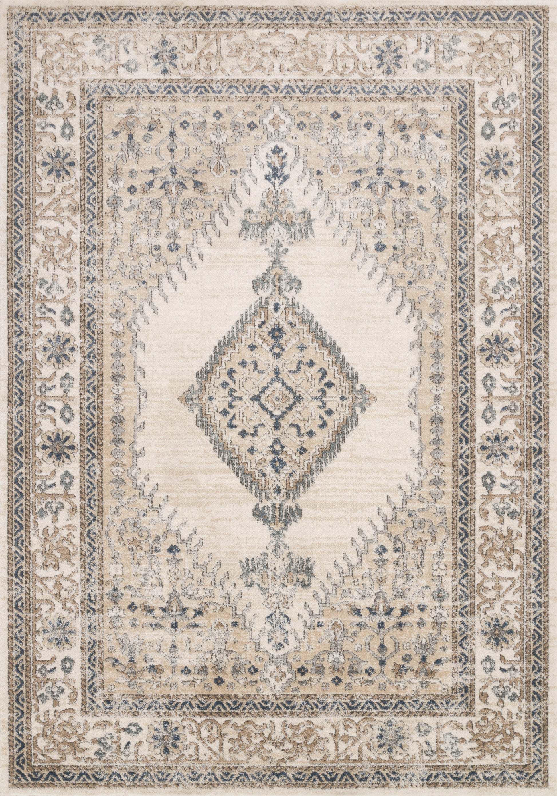 Loloi II Teagan TEA-02 Oatmeal Ivory Traditional Power Loomed Rug