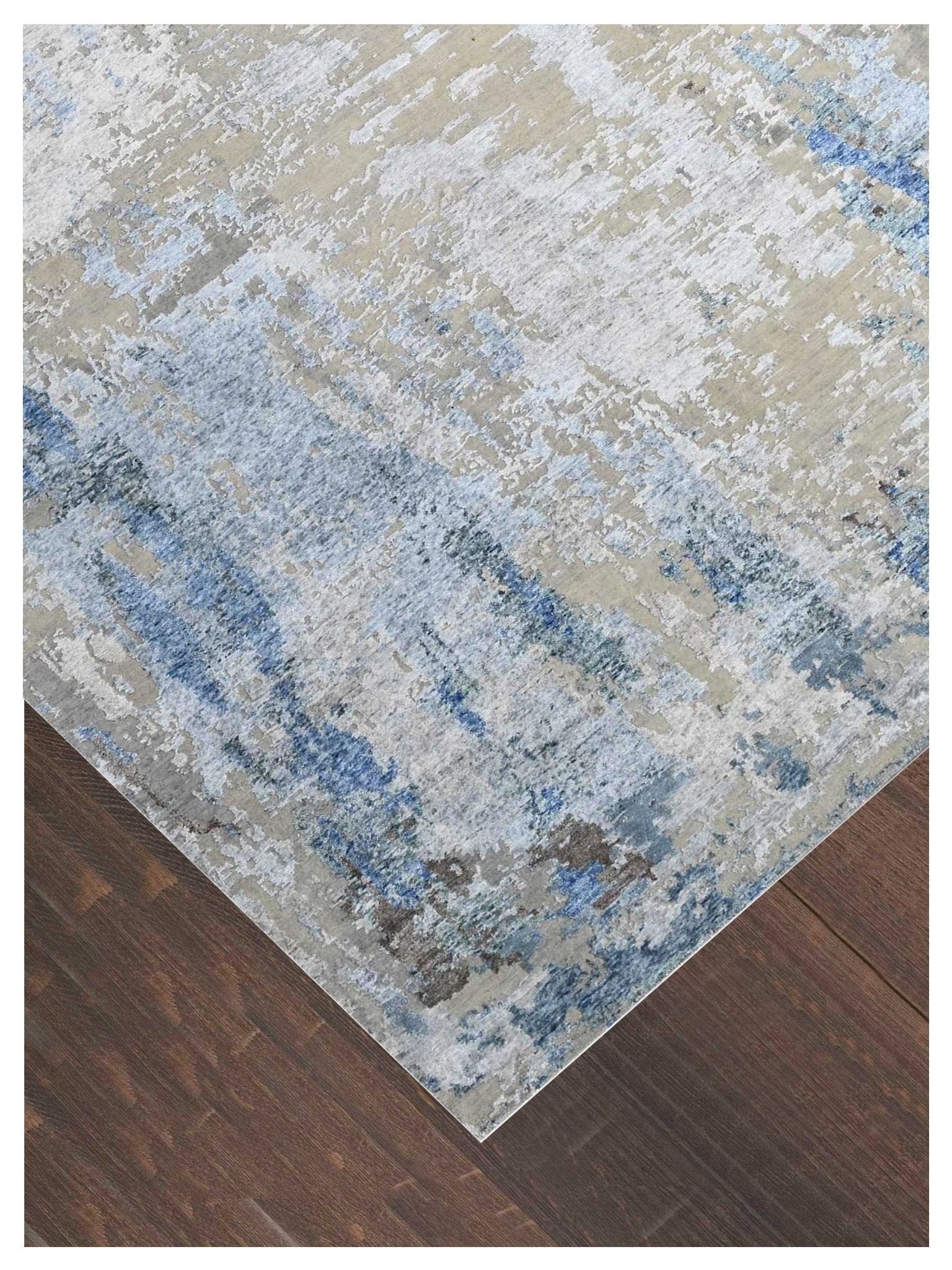 Artisan Tawny Silver Blue Contemporary Knotted Rug - Rugs - Artisan - Atlanta Designer Rugs