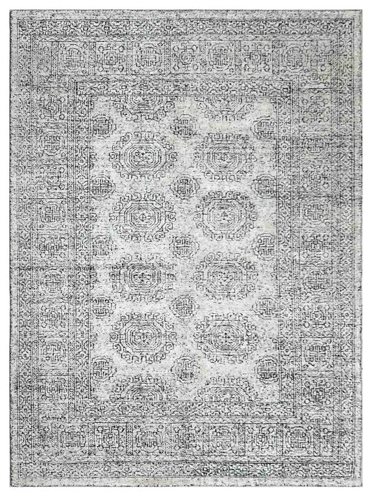 Artisan Serenade  Black White Transitional Knotted Rug