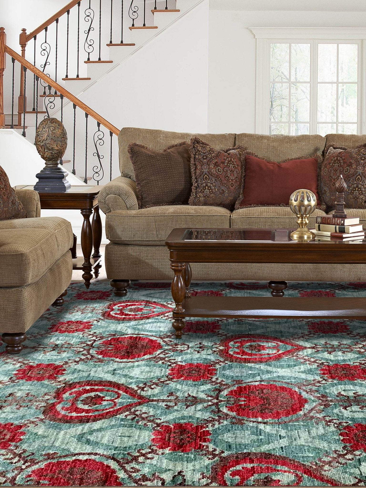 Artisan Amanda Olive Rust Transitional Knotted Rug - Rugs - Artisan - Atlanta Designer Rugs