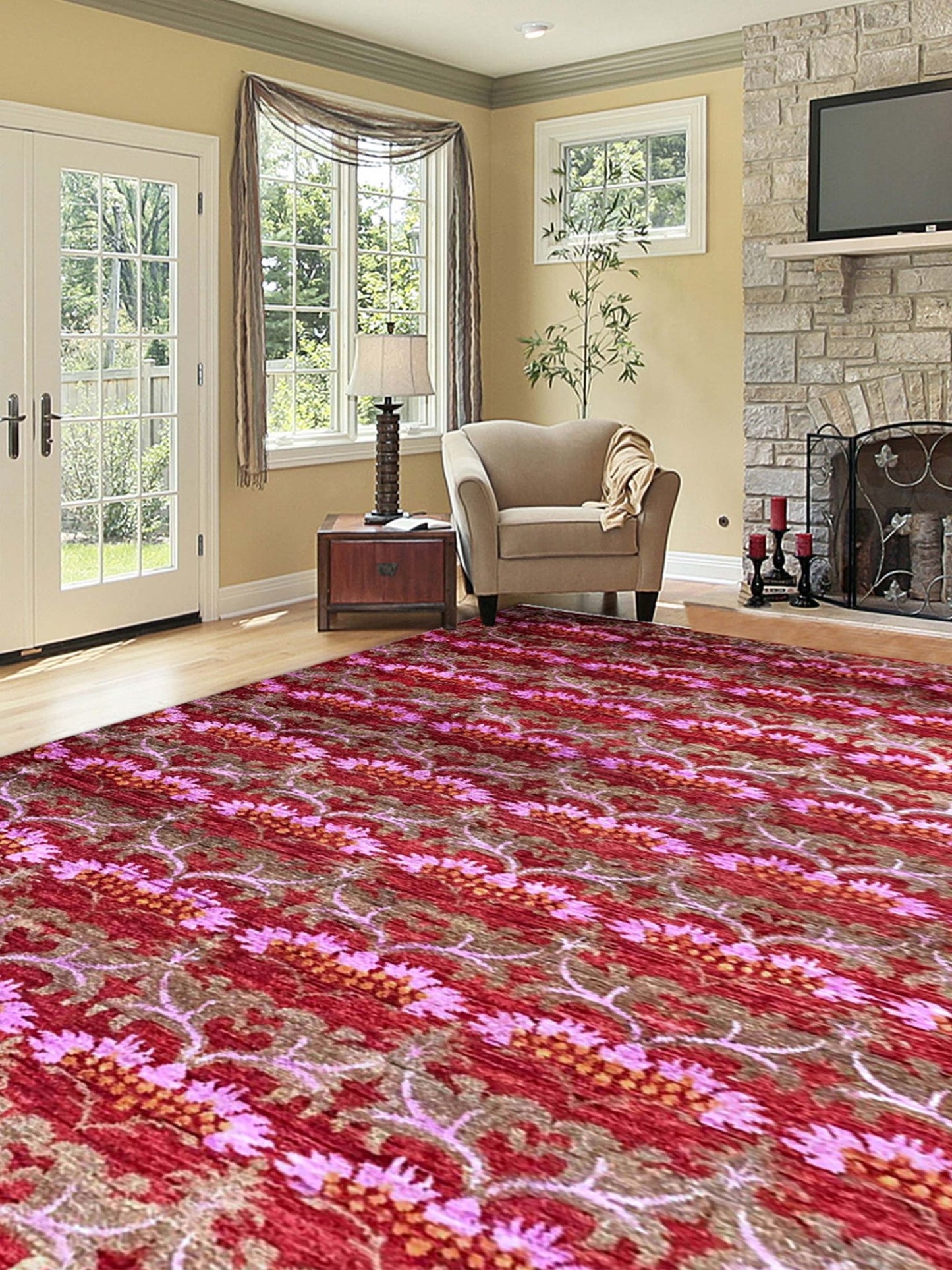 Artisan Amanda Red Transitional Knotted Rug - Rugs - Artisan - Atlanta Designer Rugs