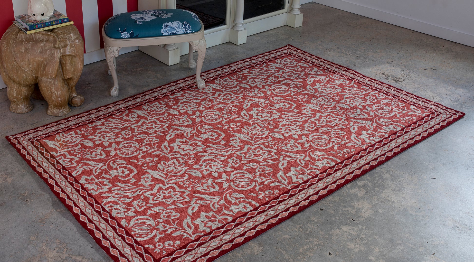 Madcap Cottage Under A Loggia  Red  Transitional