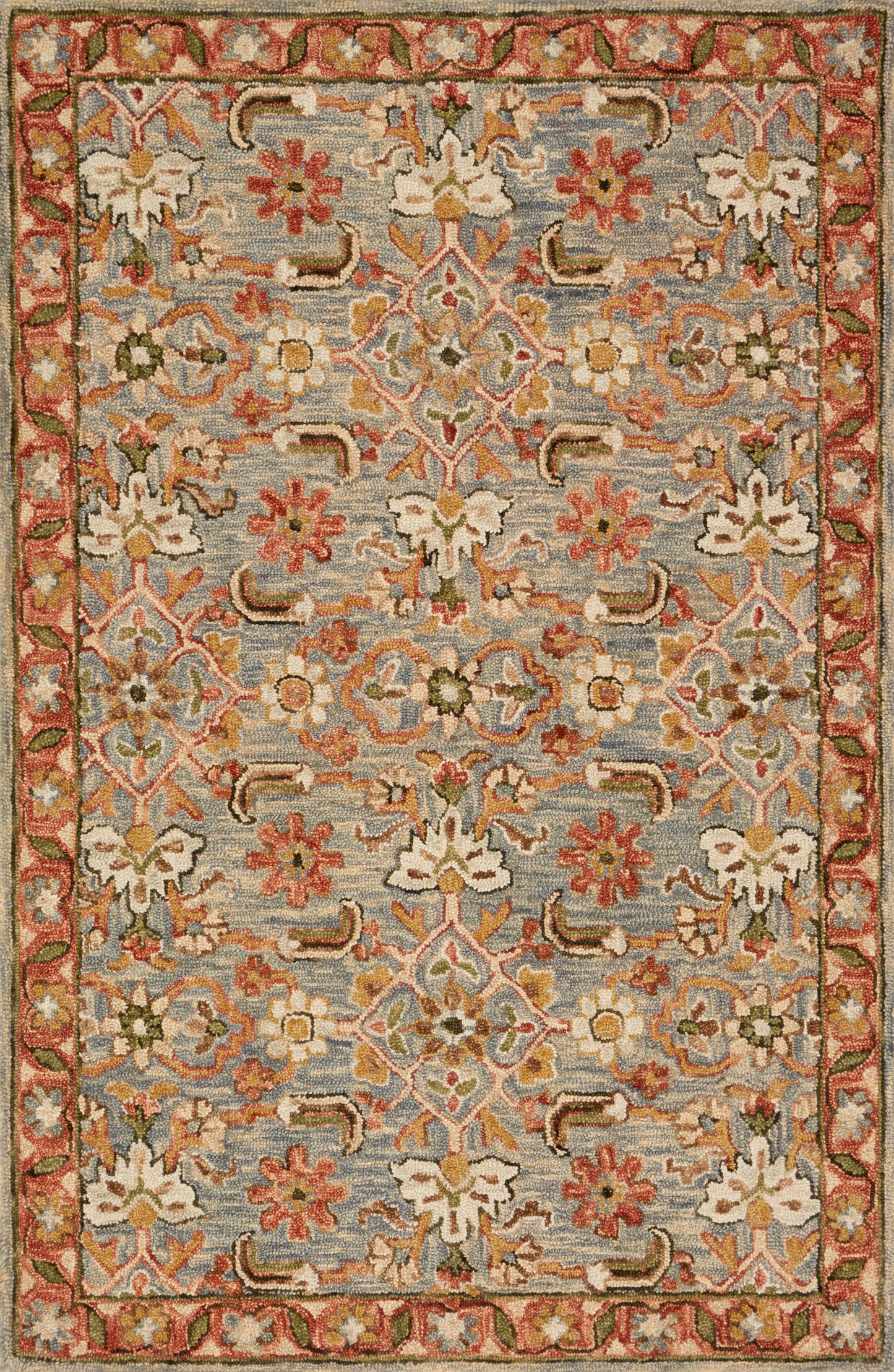 Loloi VICTORIA VK-10 Slate Terracotta Traditional Hooked Rug