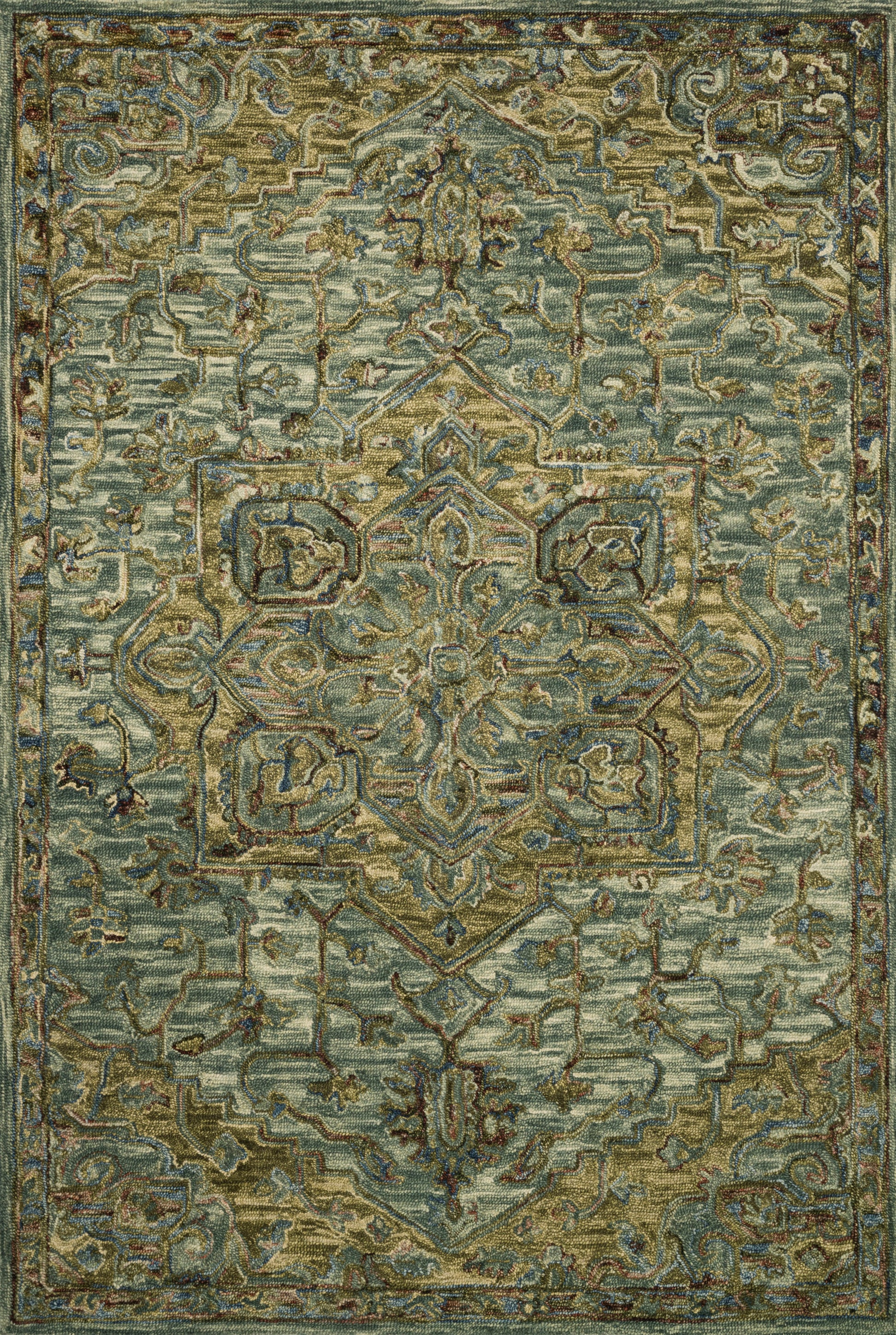 Loloi VICTORIA VK-20 Dark Green Tobacco Traditional Hooked Rug