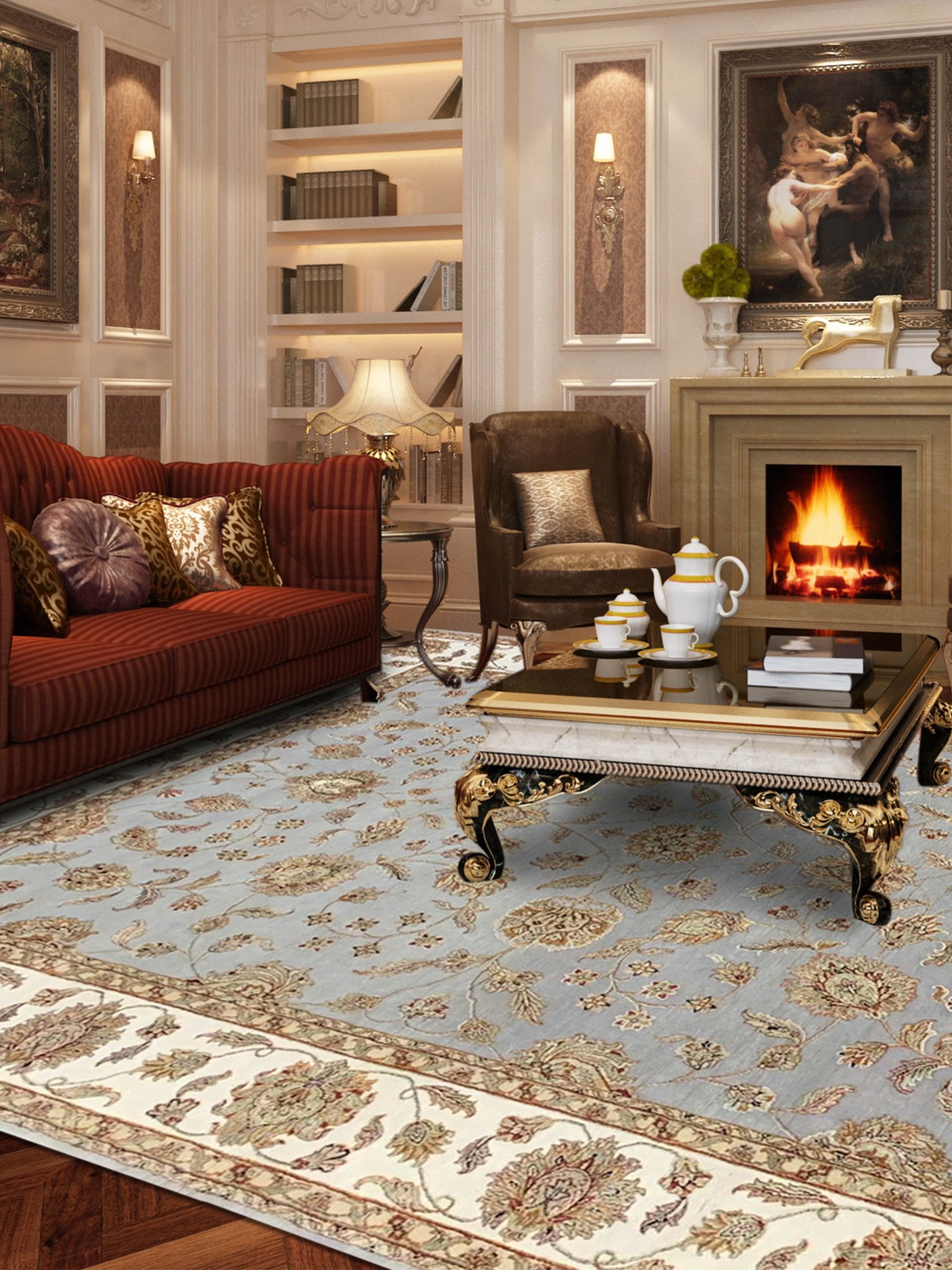 Artisan Winona Grey Ivory Traditional Knotted Rug - Rugs - Artisan - Atlanta Designer Rugs