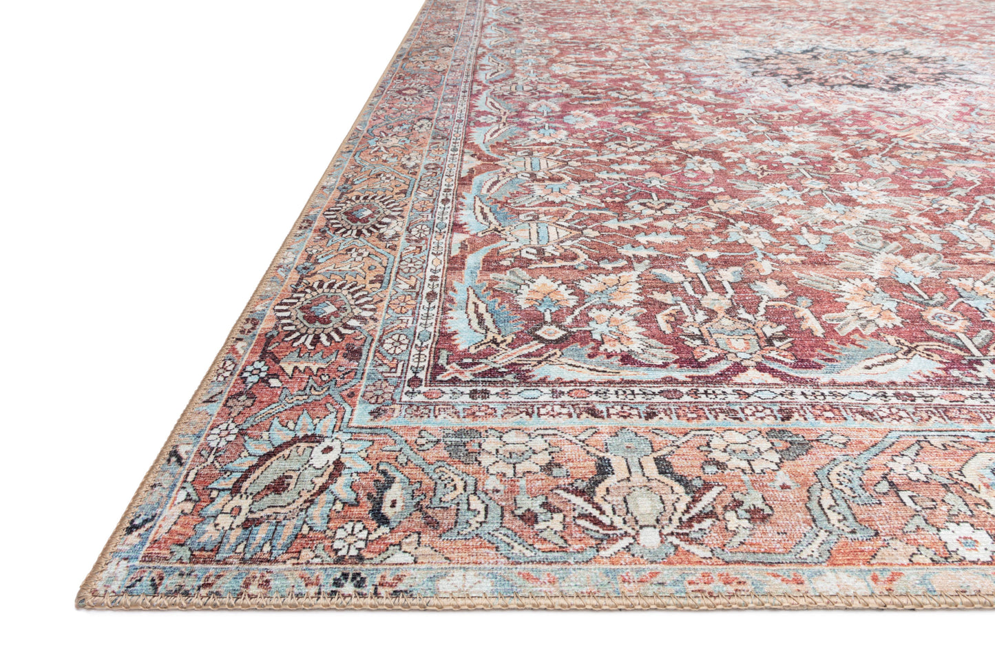 Loloi II Wynter WYN-05 Tomato Teal Traditional Power Loomed Rug