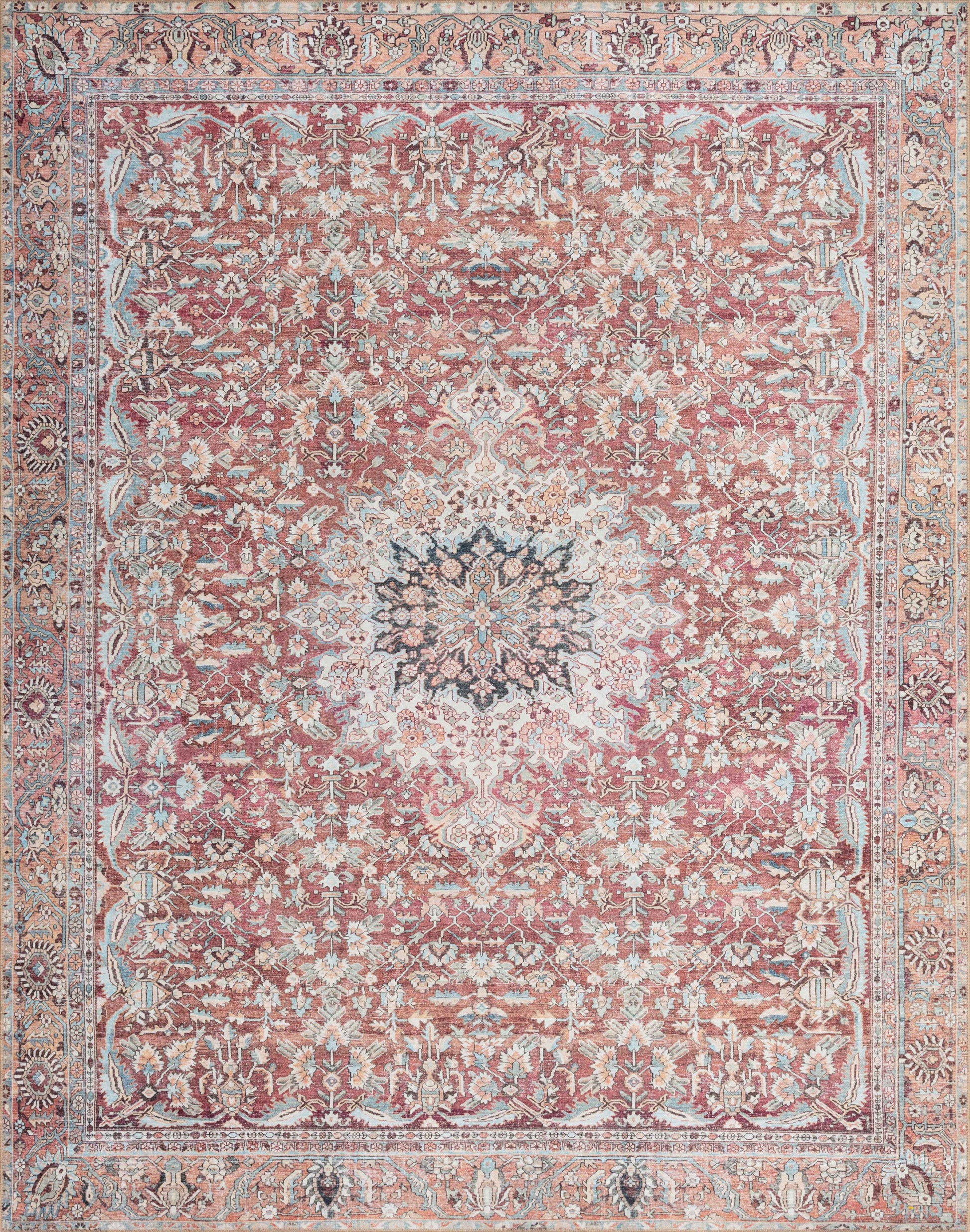 Loloi II Wynter WYN-05 Tomato Teal Traditional Power Loomed Rug