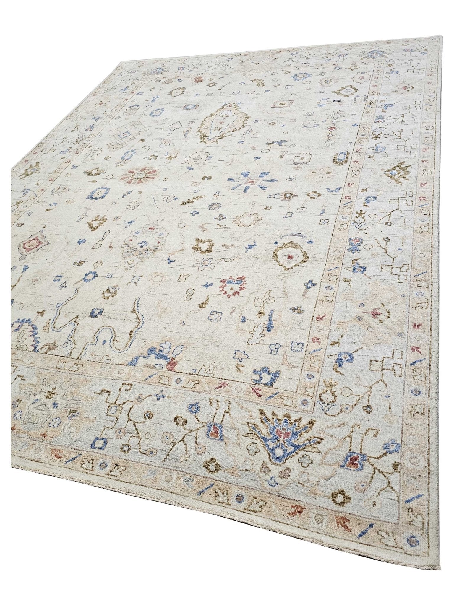 Artisan Julie Beige Sage Green Traditional Knotted Rug - Rugs - Artisan - Atlanta Designer Rugs