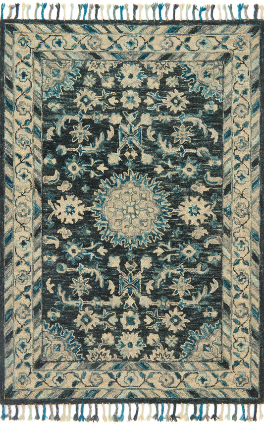 Loloi ZHARAH ZR-02 Teal Grey Transitional Hooked Rug