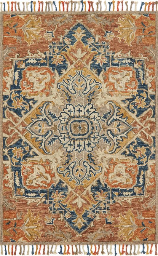 Loloi ZHARAH ZR-10 Rust Blue Transitional Hooked Rug