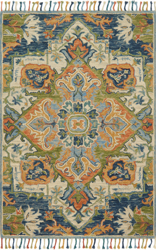 Loloi ZHARAH ZR-11 Blue Multi Transitional Hooked Rug