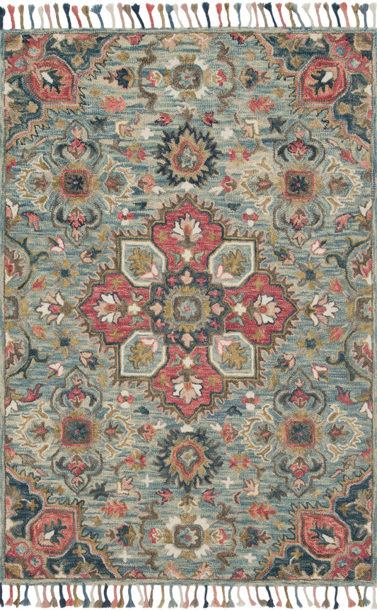 Loloi ZHARAH ZR-13 Light Blue Multi Transitional Hooked Rug