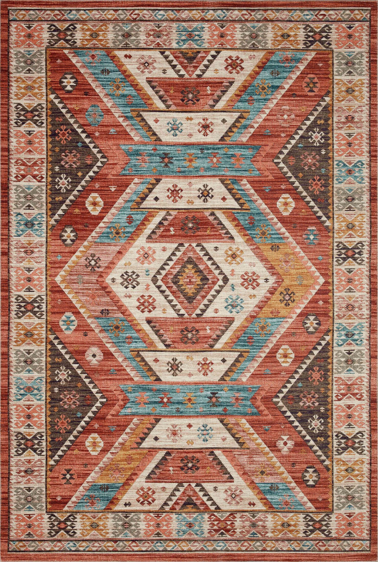 Loloi II Zion ZIO-05 Red Multi Traditional Power Loomed Rug