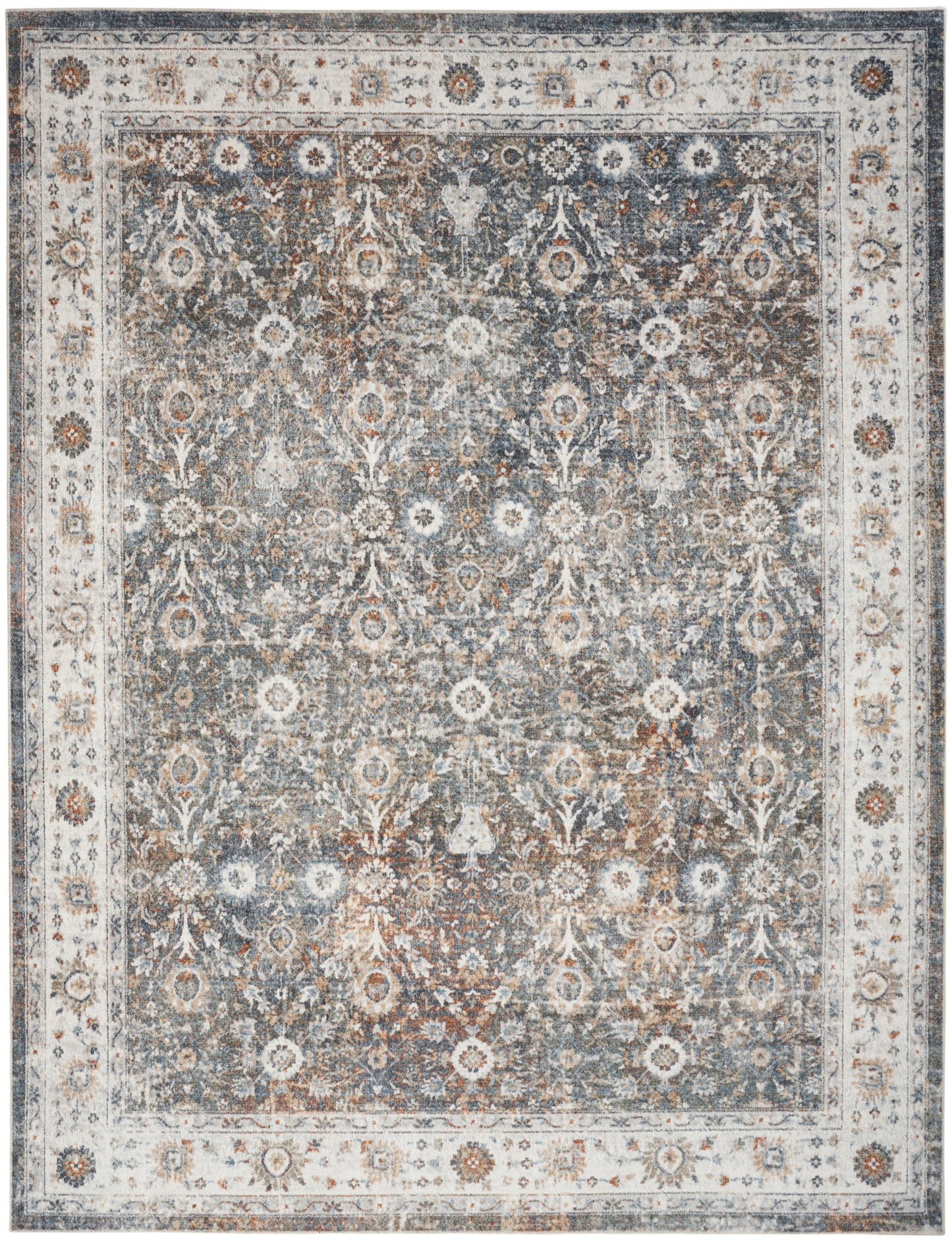 Nourison Home Astra Machine Washable ASW16 Ivory Multicolor Traditional Machinemade Rug