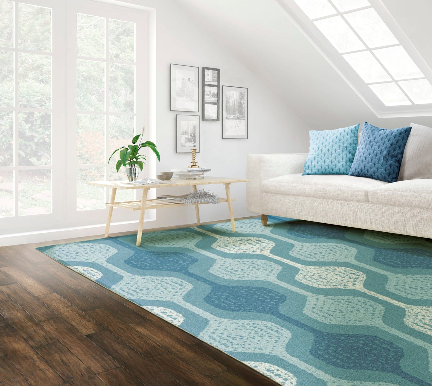 Waverly Sun N Shade SND70 Aqua Contemporary Machinemade Rug - Rugs - Waverly - Atlanta Designer Rugs