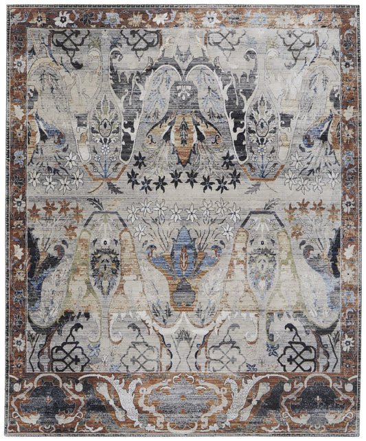 Feizy Melrose 39P2F Gray Rust Transitional/Bohemian & Eclect Machinemade Rug - Rugs - Feizy - Atlanta Designer Rugs