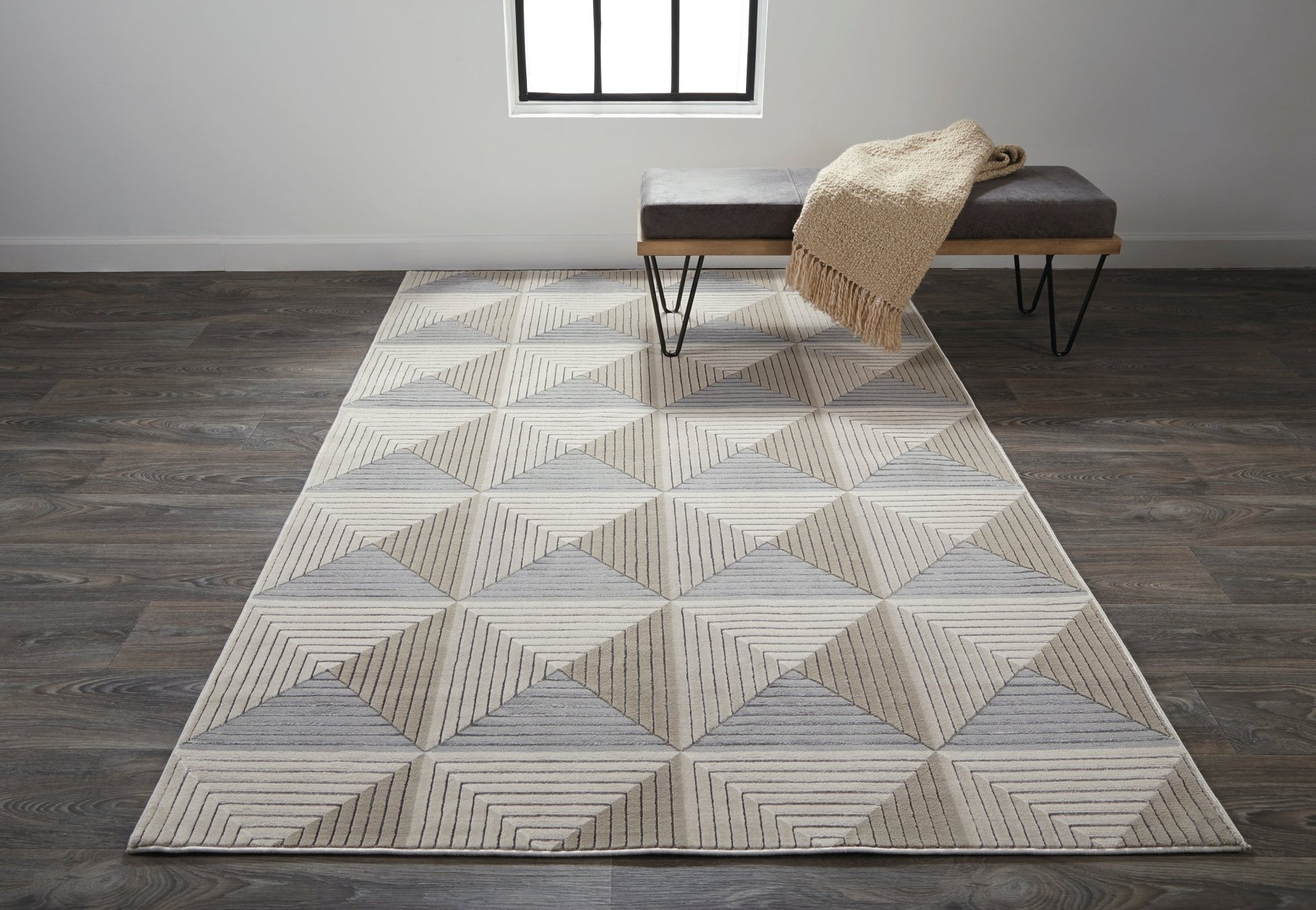 Feizy Micah 3044F Beige Gray Modern/Mid - Century Modern Machine Woven Rug - Rugs - Feizy - Atlanta Designer Rugs